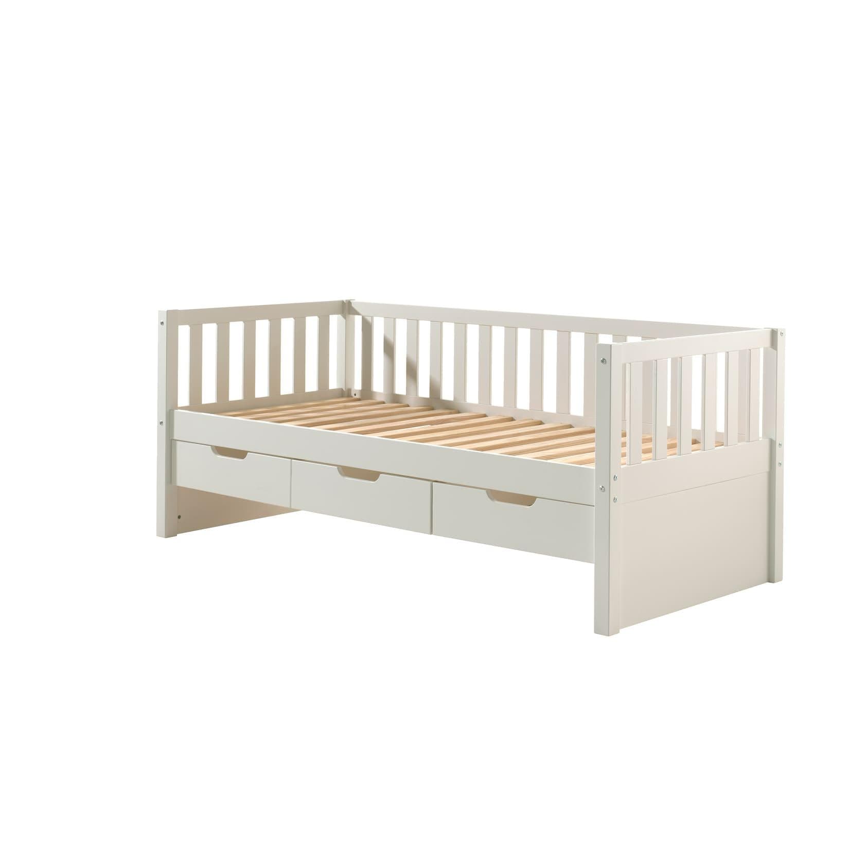 Vipack Fritz Einzelbett mit Schubladen in Milky Pine oder Weiß