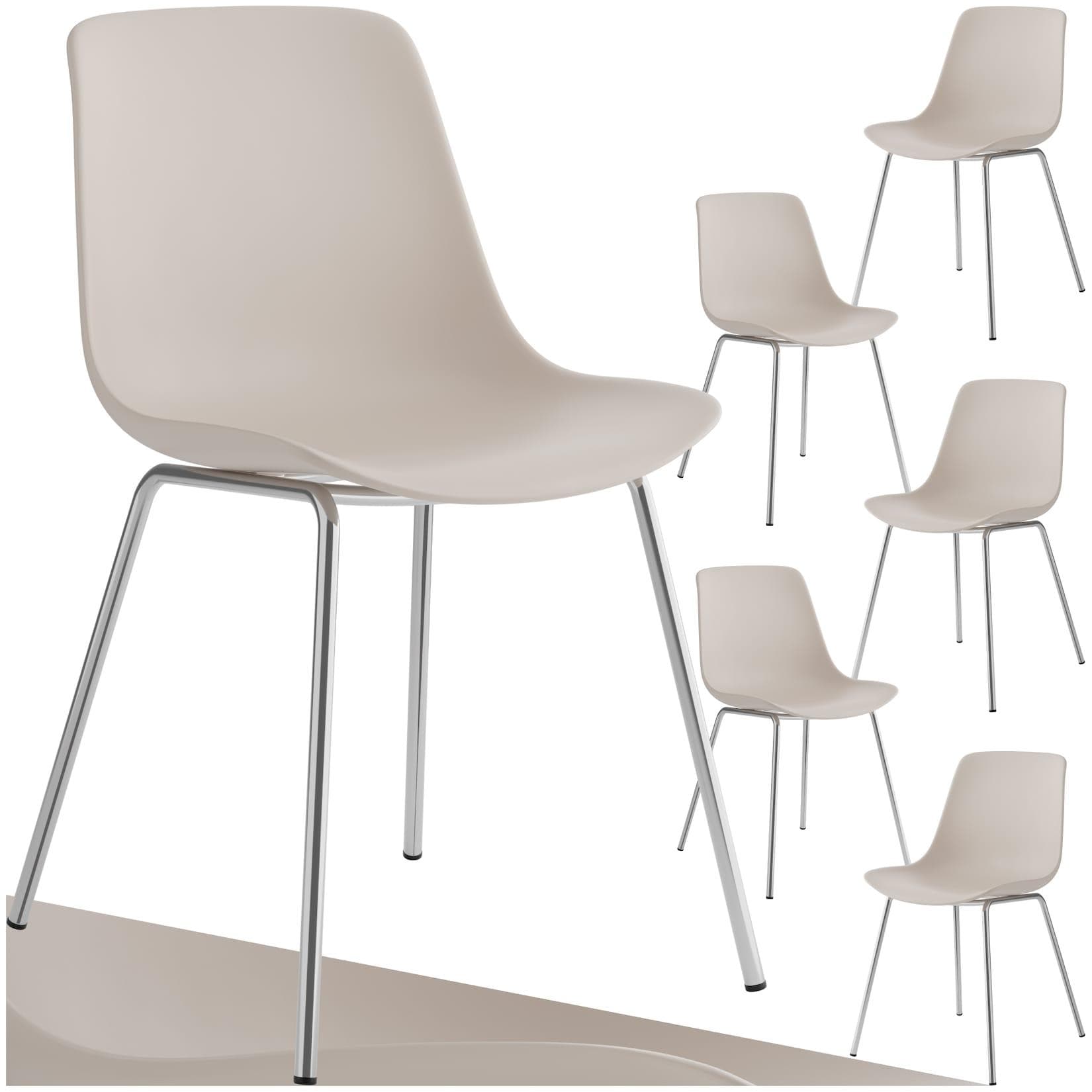 Modernes Kunststoff-Esszimmerset (6 Stühle) mit großen Sitzschalen