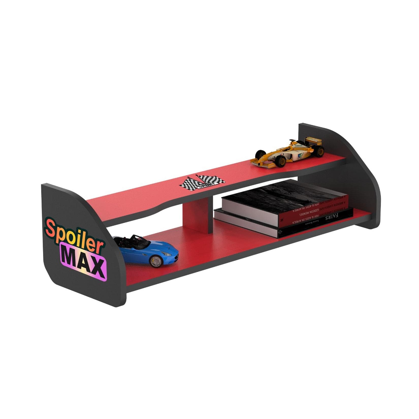 Netto-Online Bücherregal Wandregal für Kinderzimmer Rot Auto-Spoiler Design