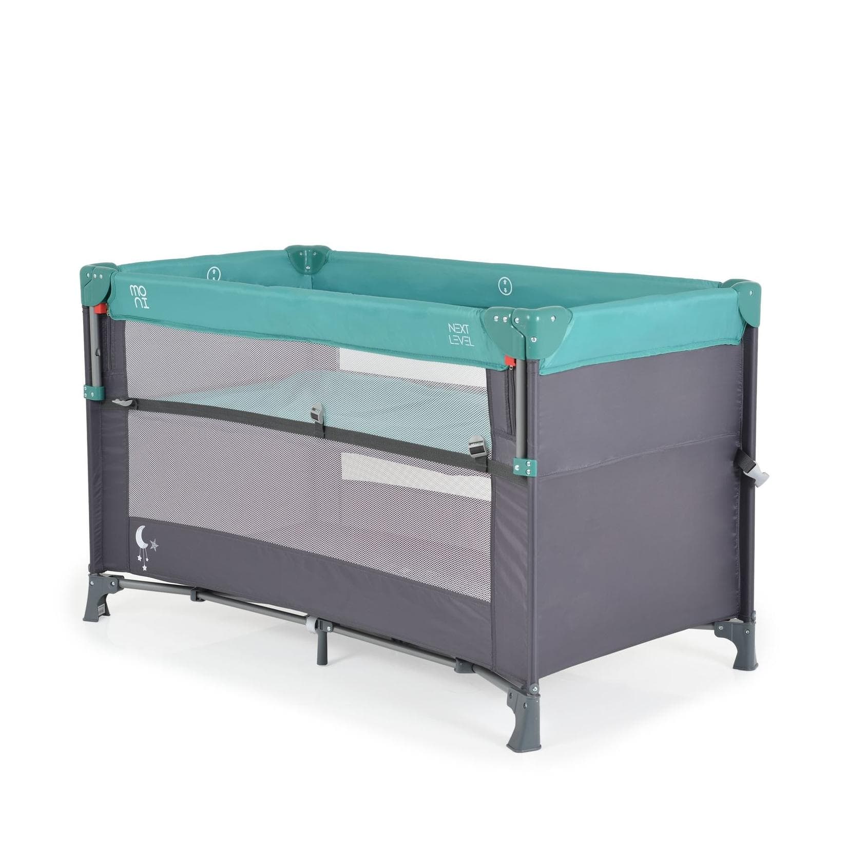 Moni Reisebett Next Level 2 Ebenen Beistellbett türkis mit Matratze