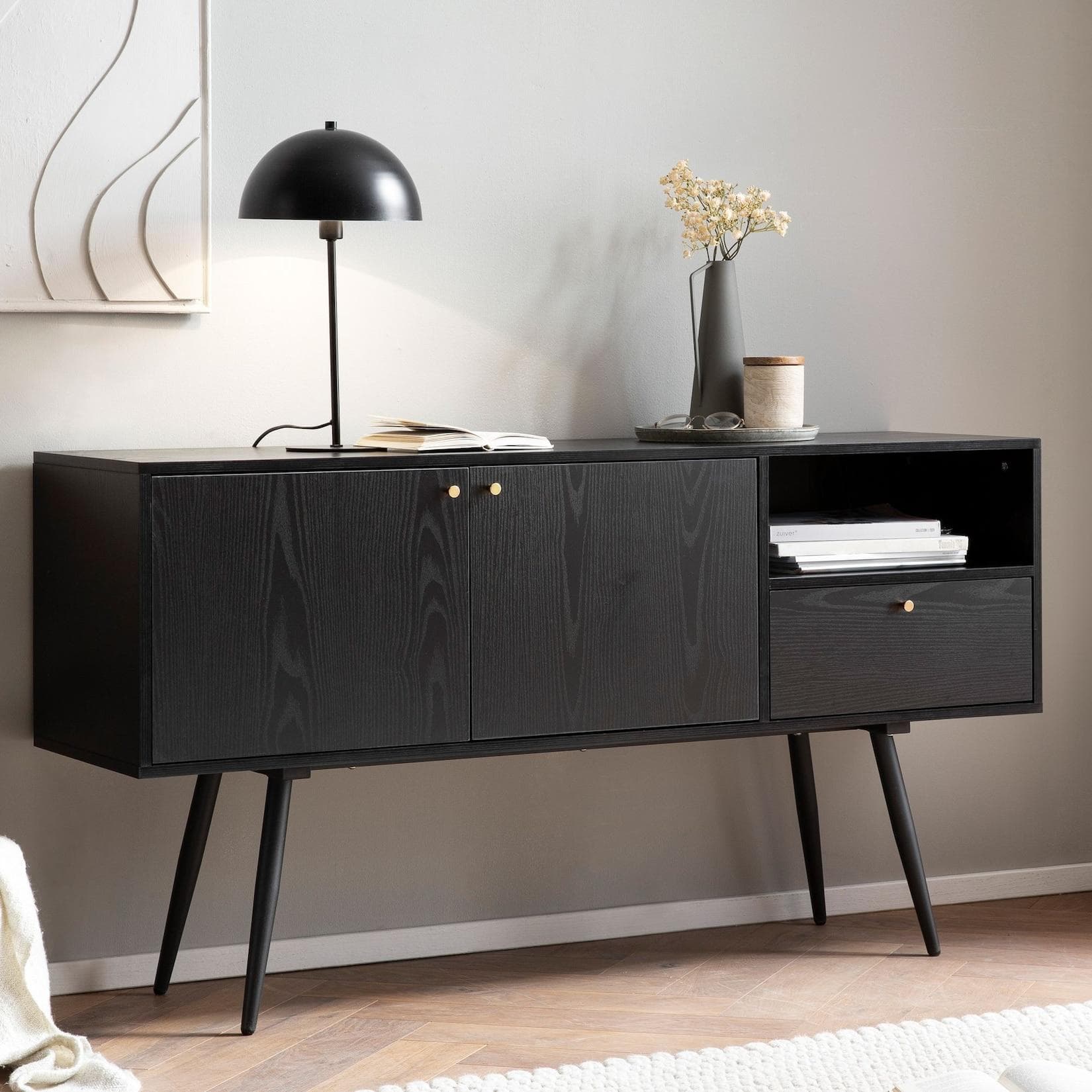 Eiche-Dekor Sideboard mit 2 Türen - Hochwertige Kommode
