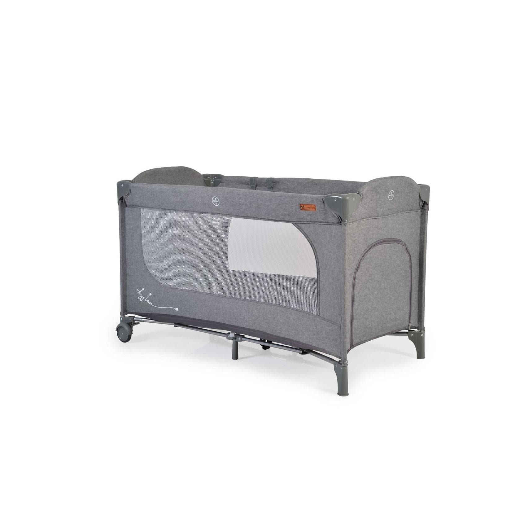 Cangaroo Reisebett Skyglow Laufstall mit Rädern und Matratze Grau