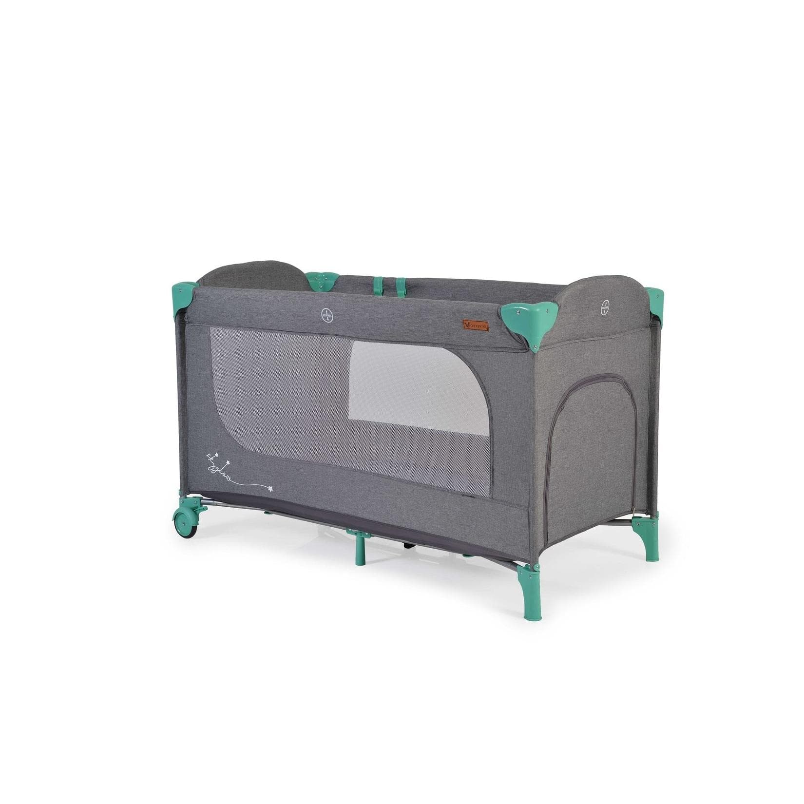 Cangaroo Reisebett Skyglow Laufstall mit Rädern und Matratze Grün
