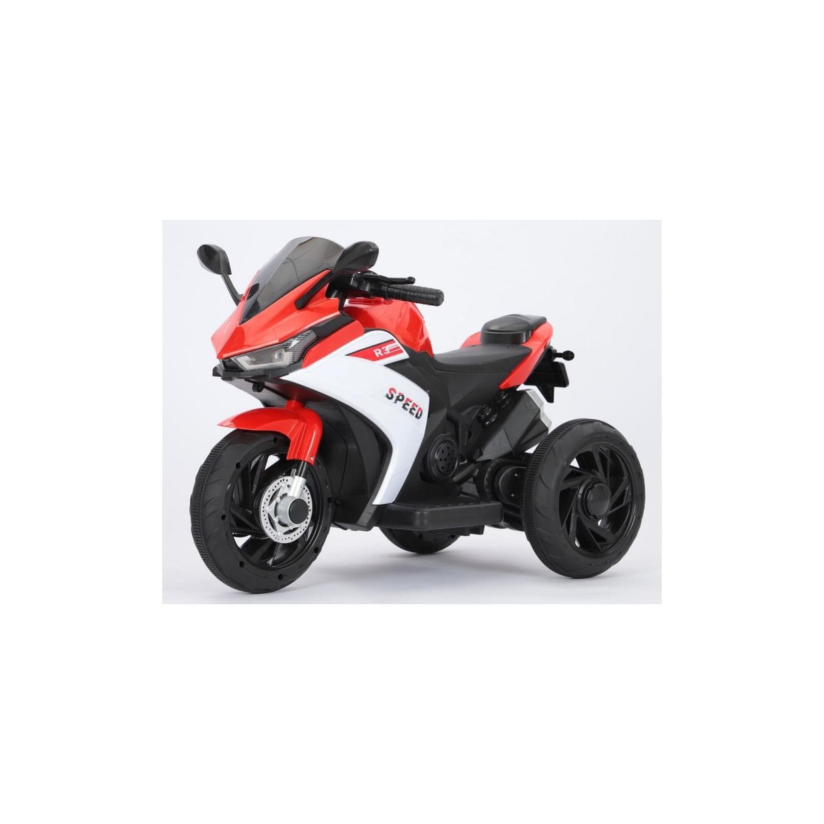 Moni Kinder Elektromotorrad Hurricane 3 Räder Musikfunktion Rückwärtsgang Rot