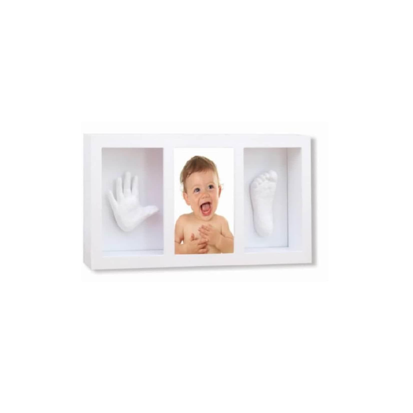 Cangaroo Baby Gipsabdruck 3D Hand- und Fußabdruckset, Fotorahmen aus Holz weiß