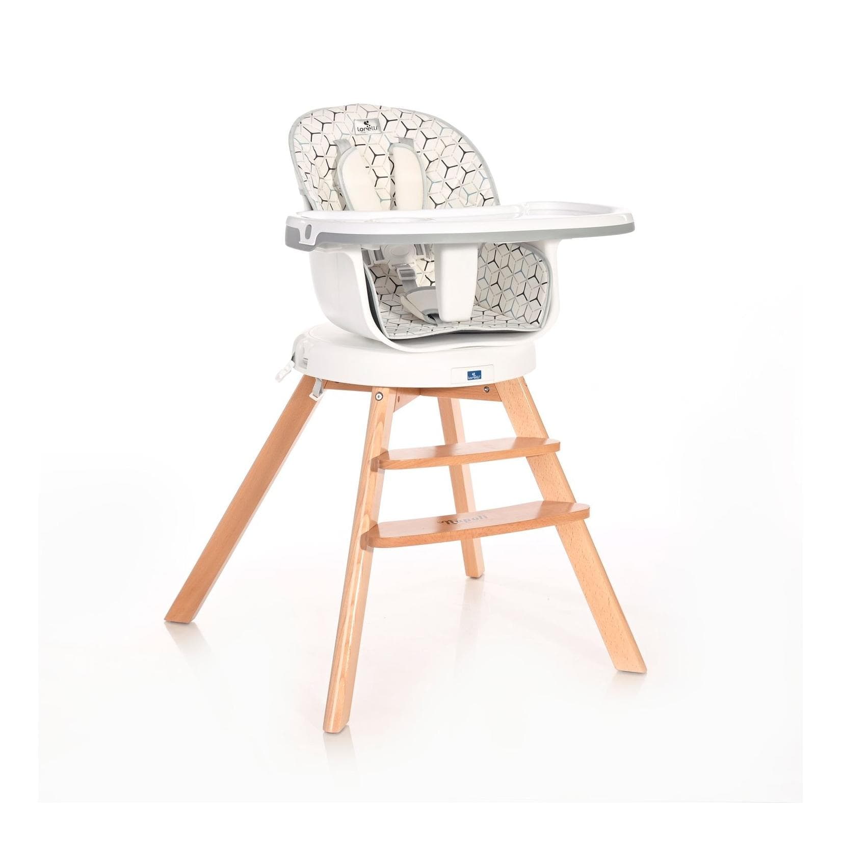 Lorelli Hochstuhl Napoli 3 in 1 Kinderstuhl, Sitz 360° drehbar, Höhe verstellbar grau/weiss