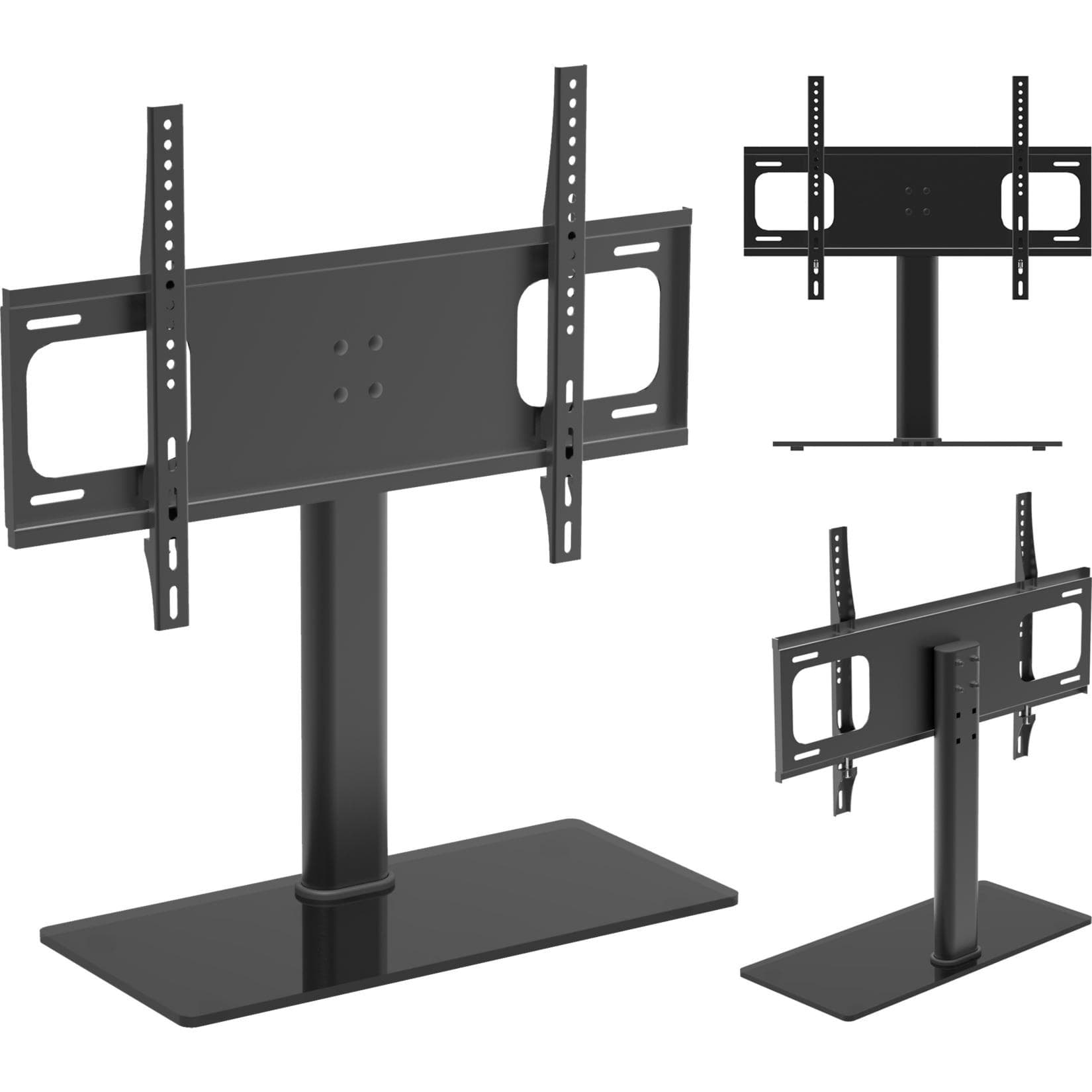 VCM TV Standfuß Aufsatz Schwarz Stahl ESG-Glas 66x67x25 cm