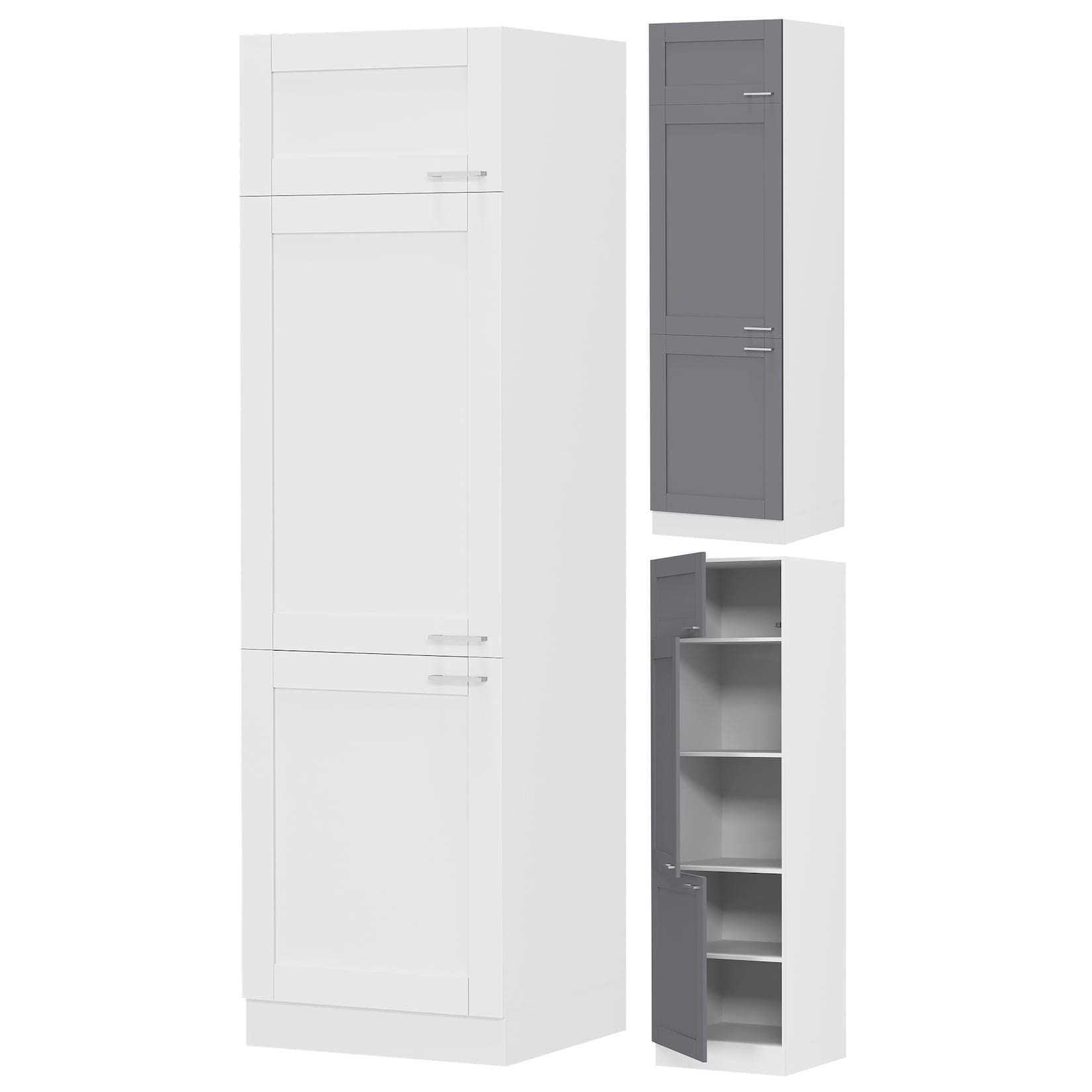 VCM Hochschrank Colura Küche Landhaus Weiß Anthrazit
