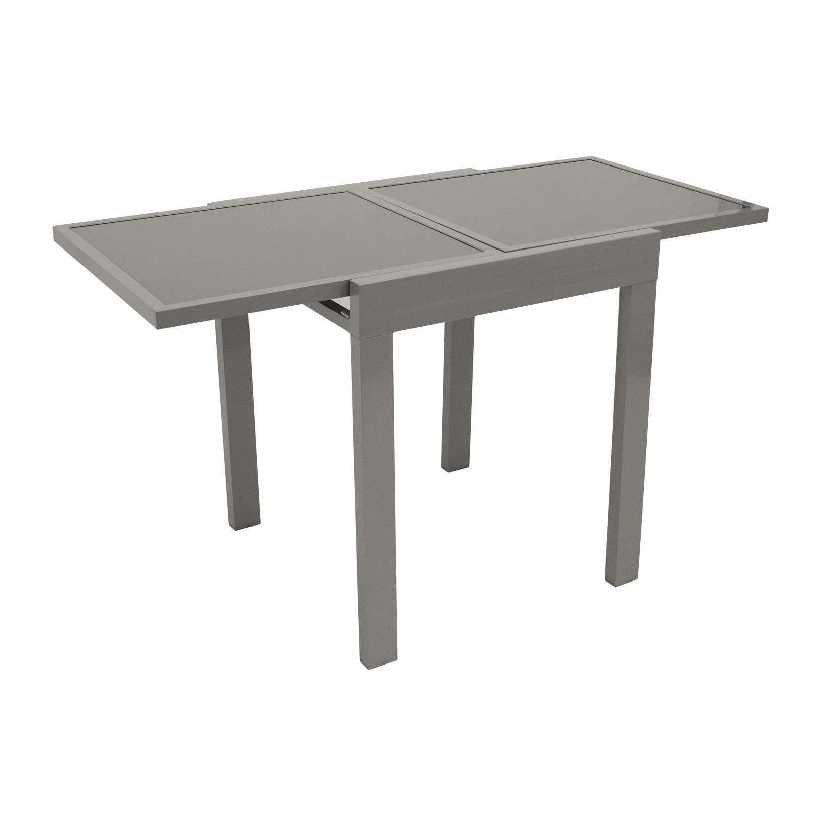 DEGAMO Balkon-Ausziehtisch AMALFI Silber Grau Aluminium Glas