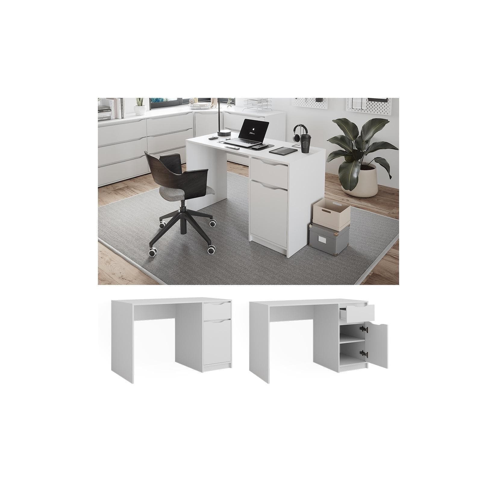 Weißer Schreibtisch mit Schublade