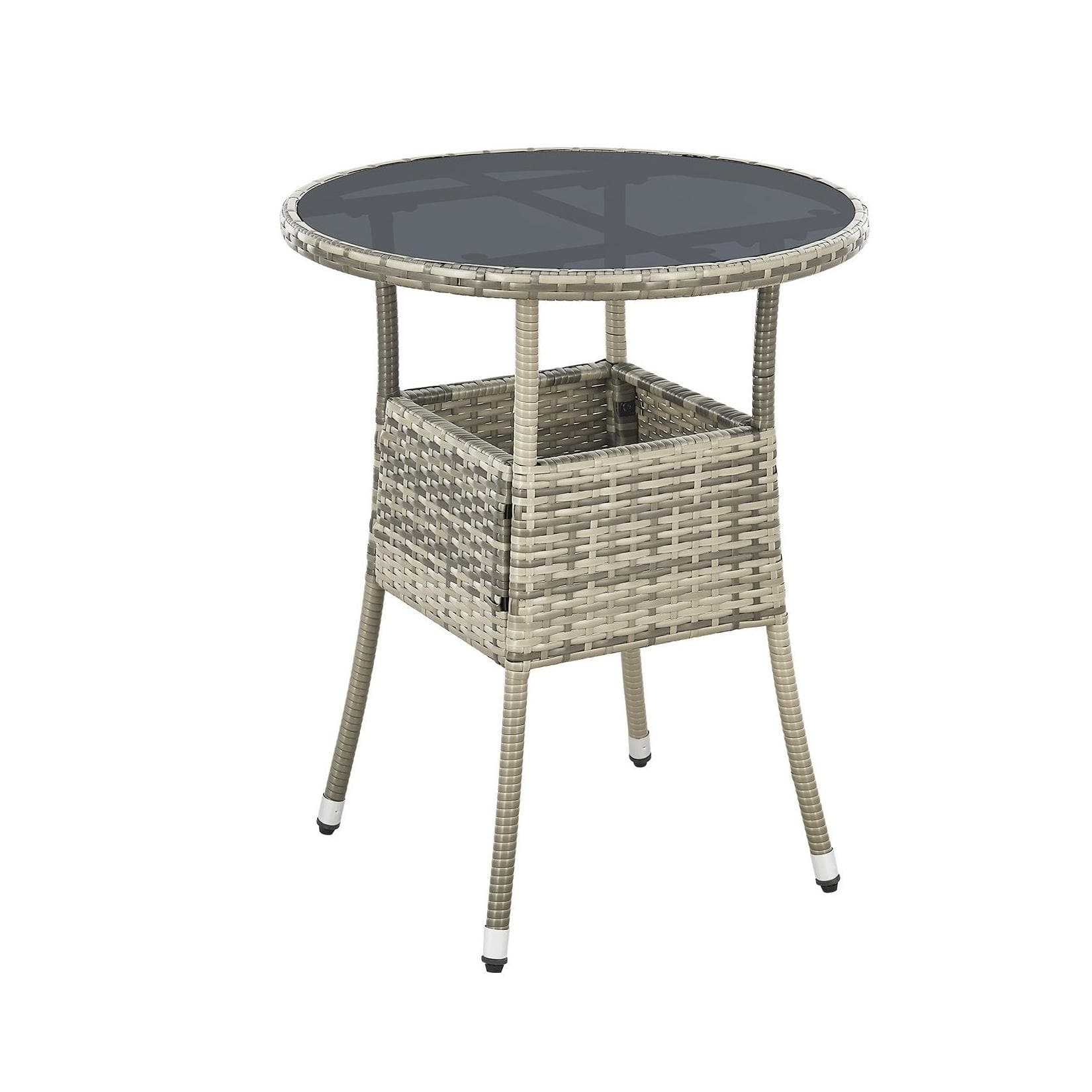 Juskys Gartentisch Yoro Rund Grau Polyrattan Wetterfest