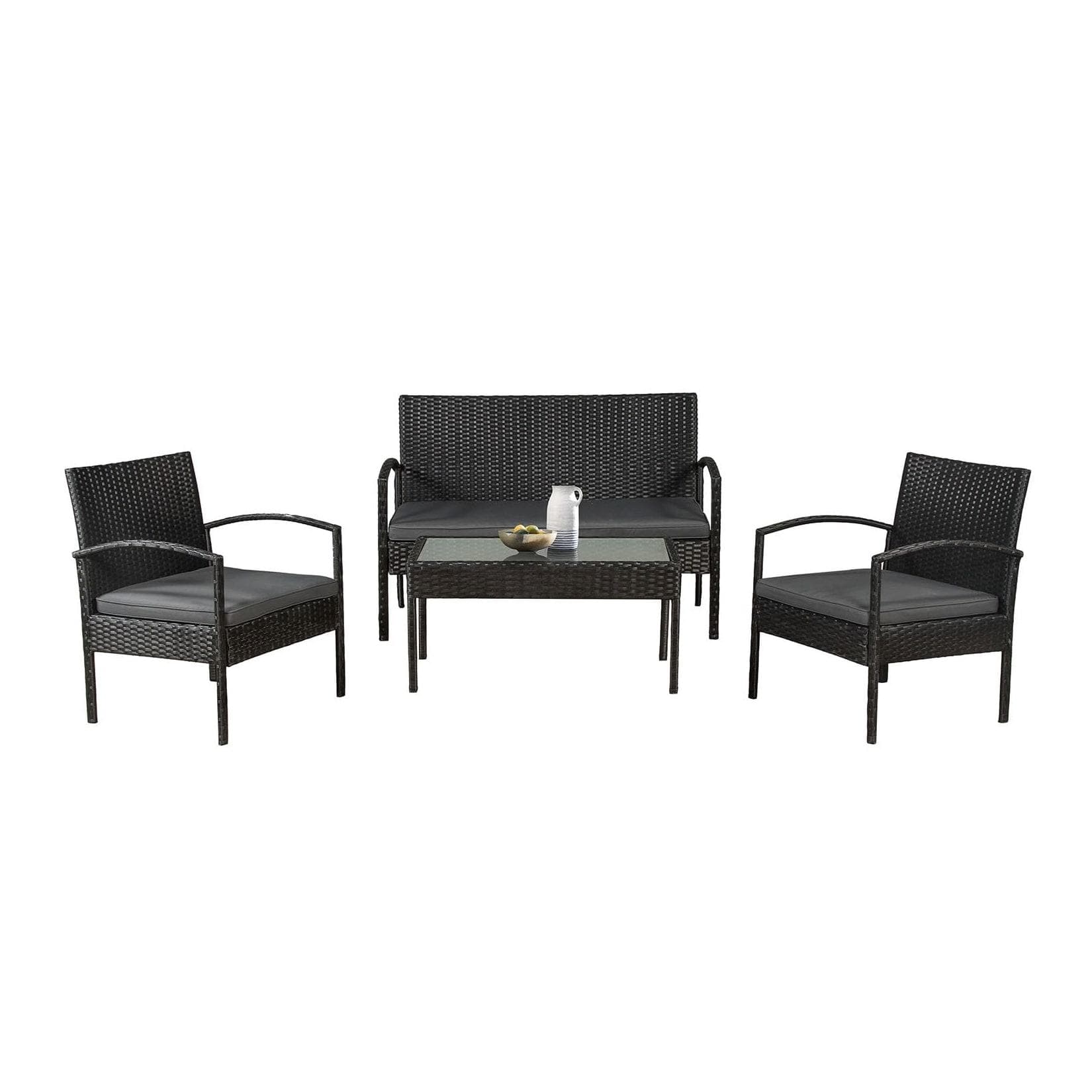 Polyrattan Gartenlounge Set mit Sofa, Tisch und Stühlen für 4 Personen