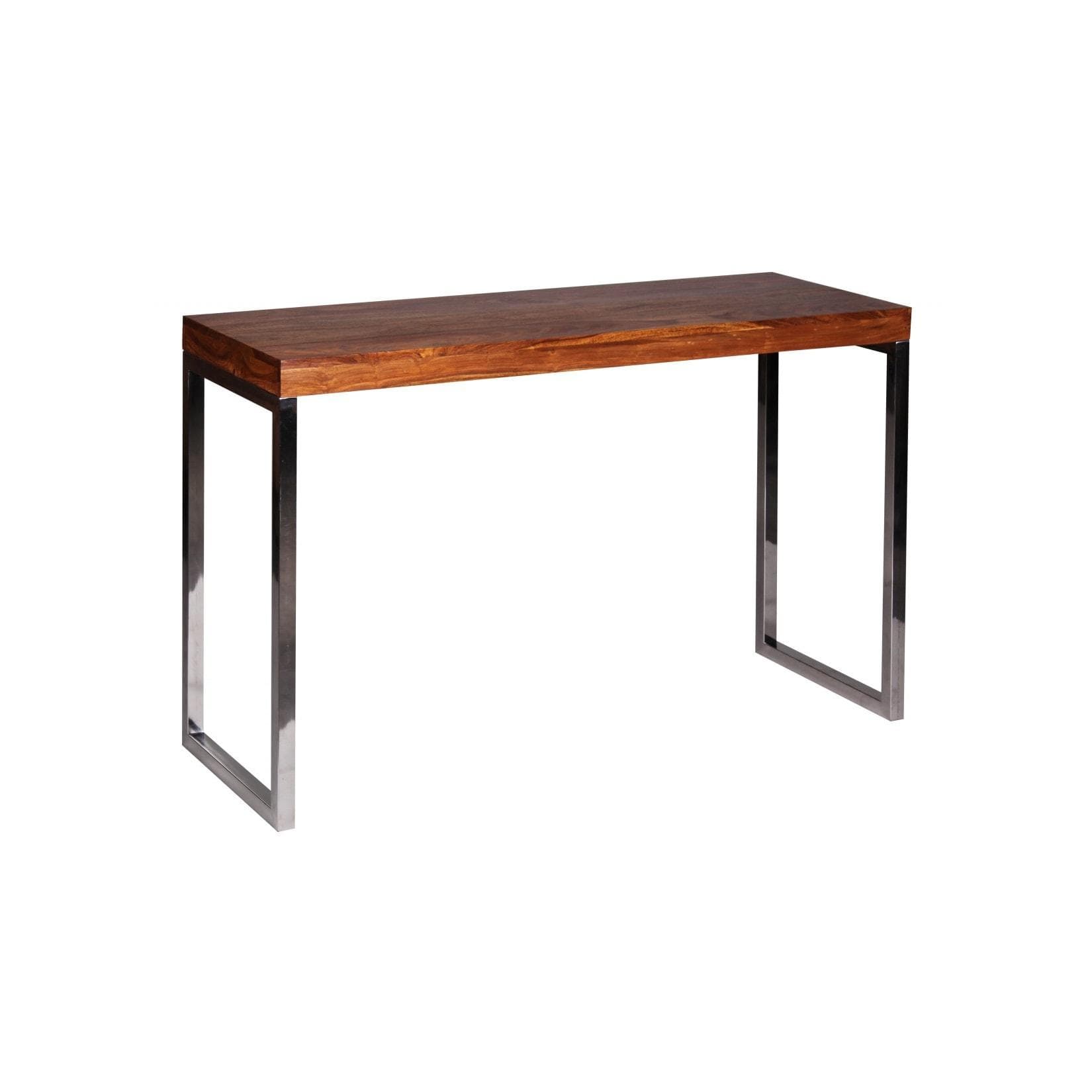 Wohnling Konsolentisch GUNA Sheesham Massivholz Dunkelbraun Silber