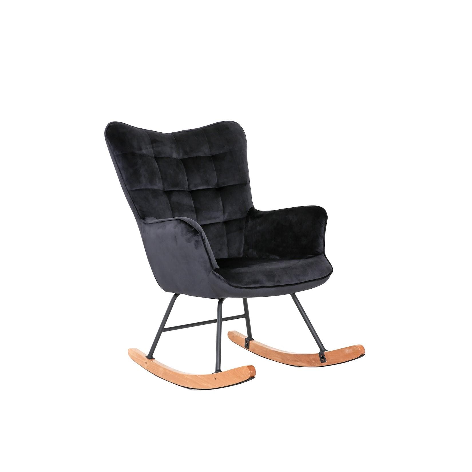 byLIVING Schaukelstuhl RICHIE Samtbezug Schwarz Buche Natur