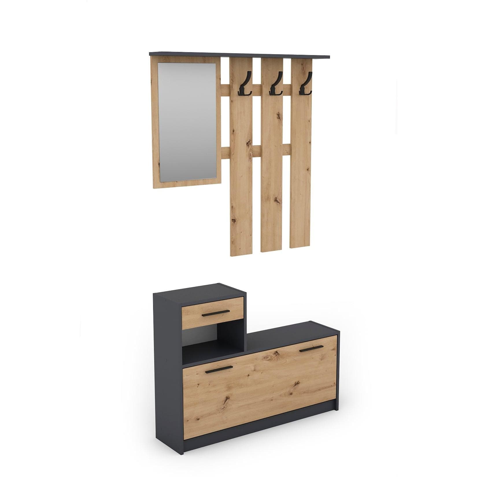 byLIVING Garderoben-Set TAMINA Artisan Eiche Anthrazit Modern