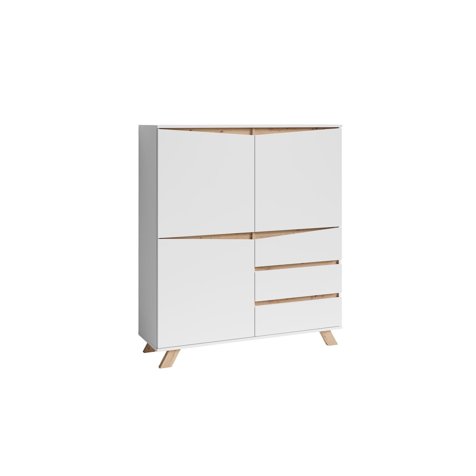 byLIVING Highboard VALENTIN Weiß Artisan Eiche Optik