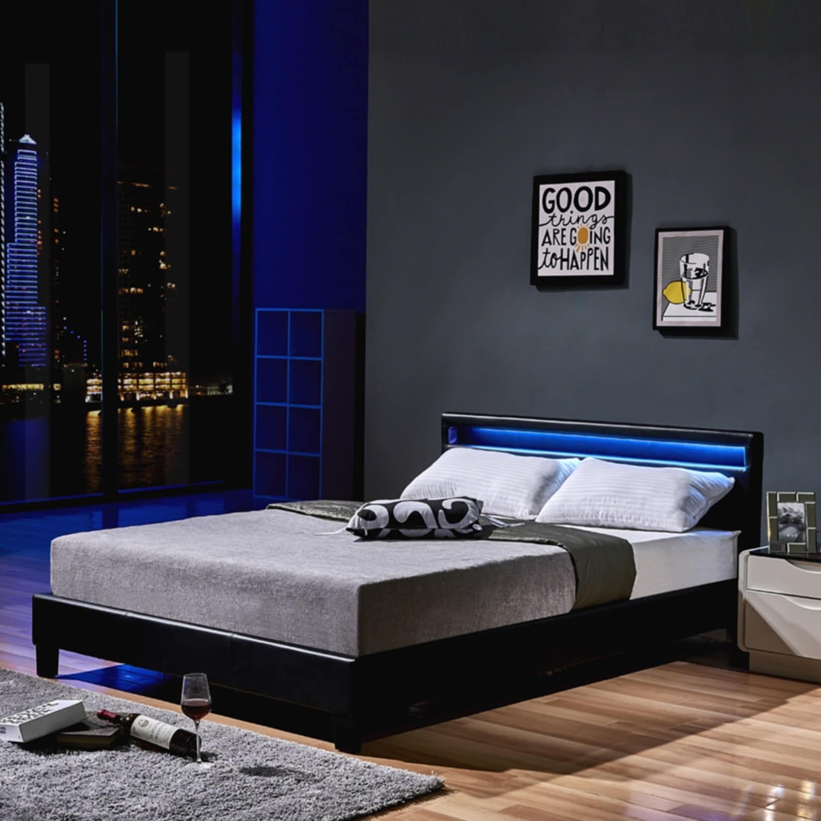 HOME DELUXE LED Bett Astro inkl. Matratze Schwarz