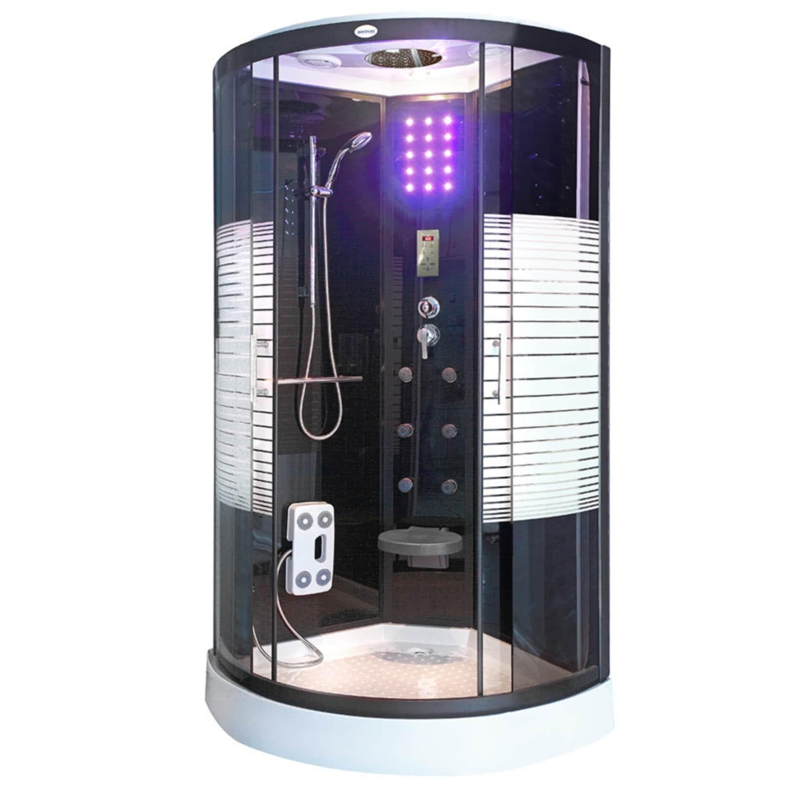 Home Deluxe Duschkabine mit Regendusche BLACK PEARL 100x100 cm