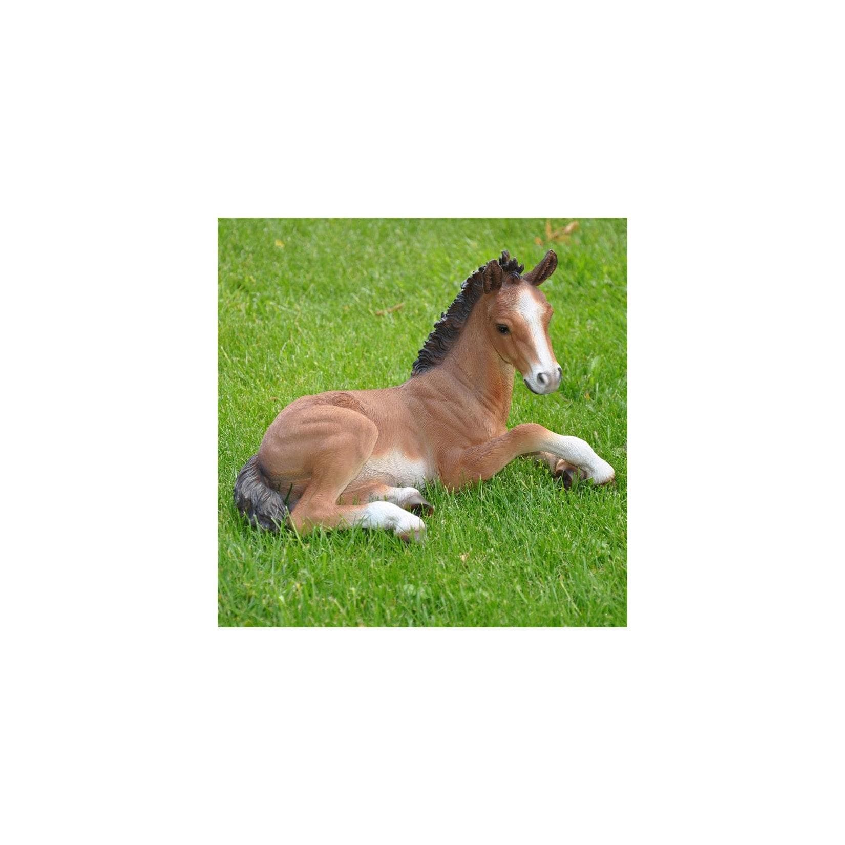 Dazikemo Gartenfigur Pferd Liegend Kunststein Deko