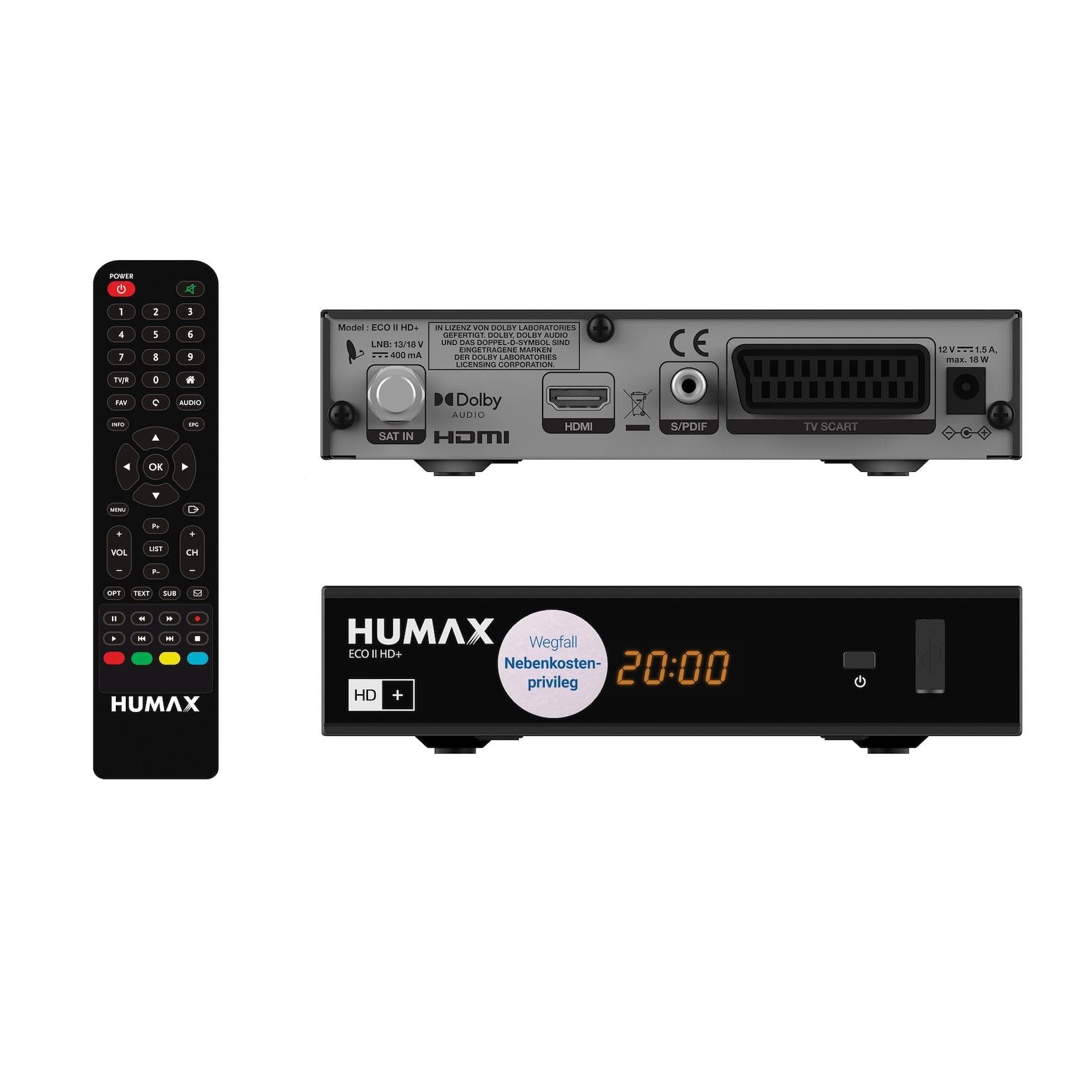 Humax Eco II HD+ Satellitenreceiver HDTV HDMI SCART USB