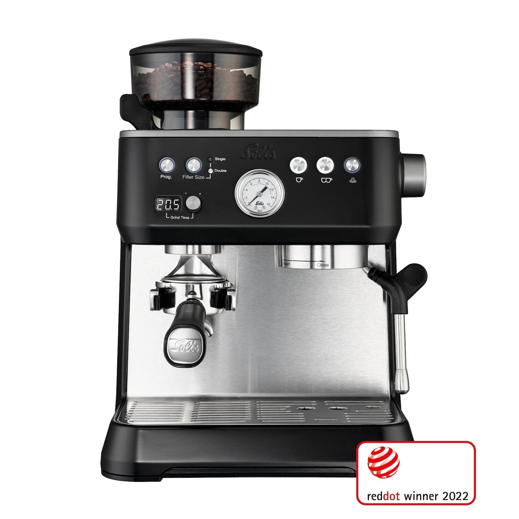 Solis Siebträgermaschine 98070 Schwarz Grind & Infuse PERFETTA