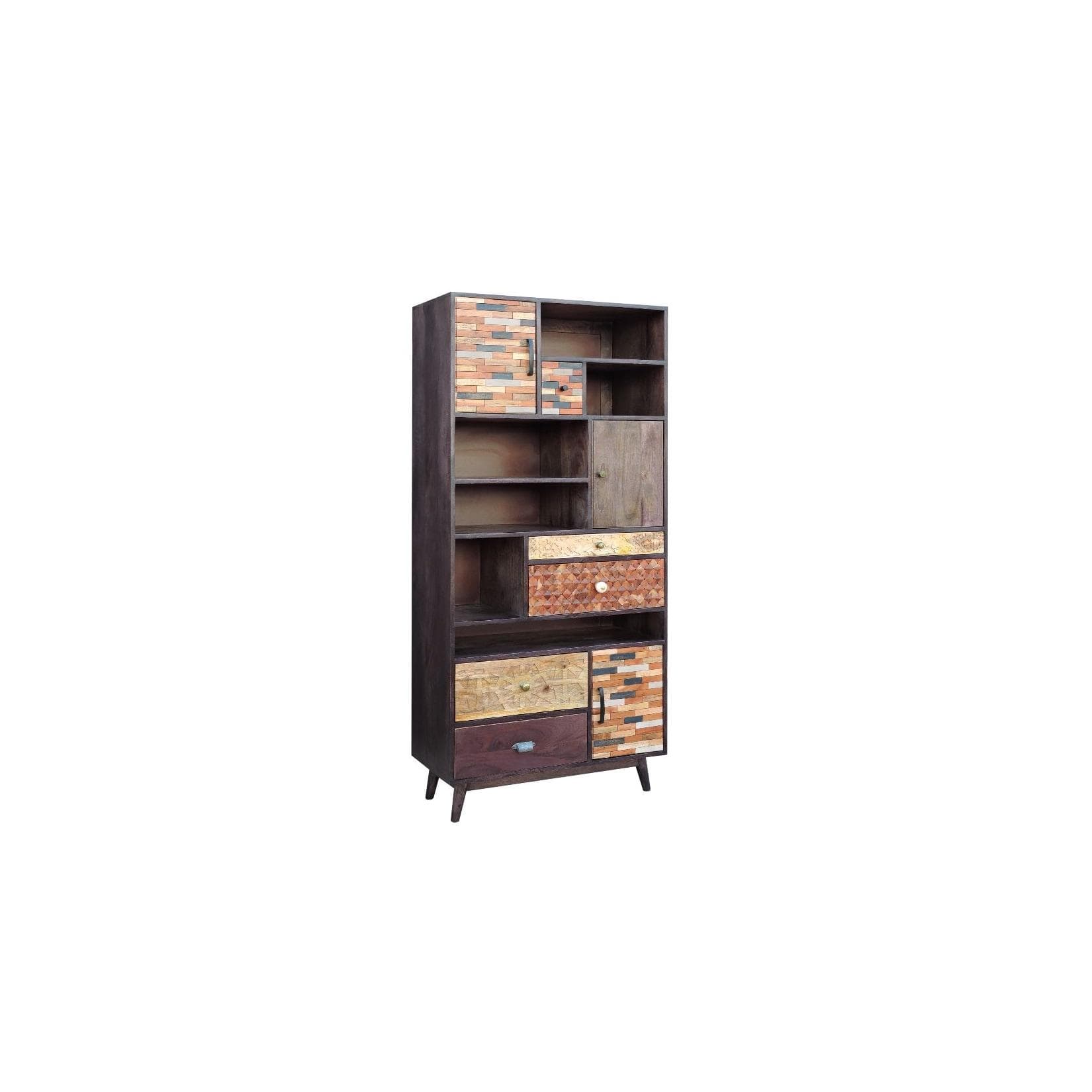 Harms Import Regal TOBOL Braun Akazie Mango massiv recycled MDF