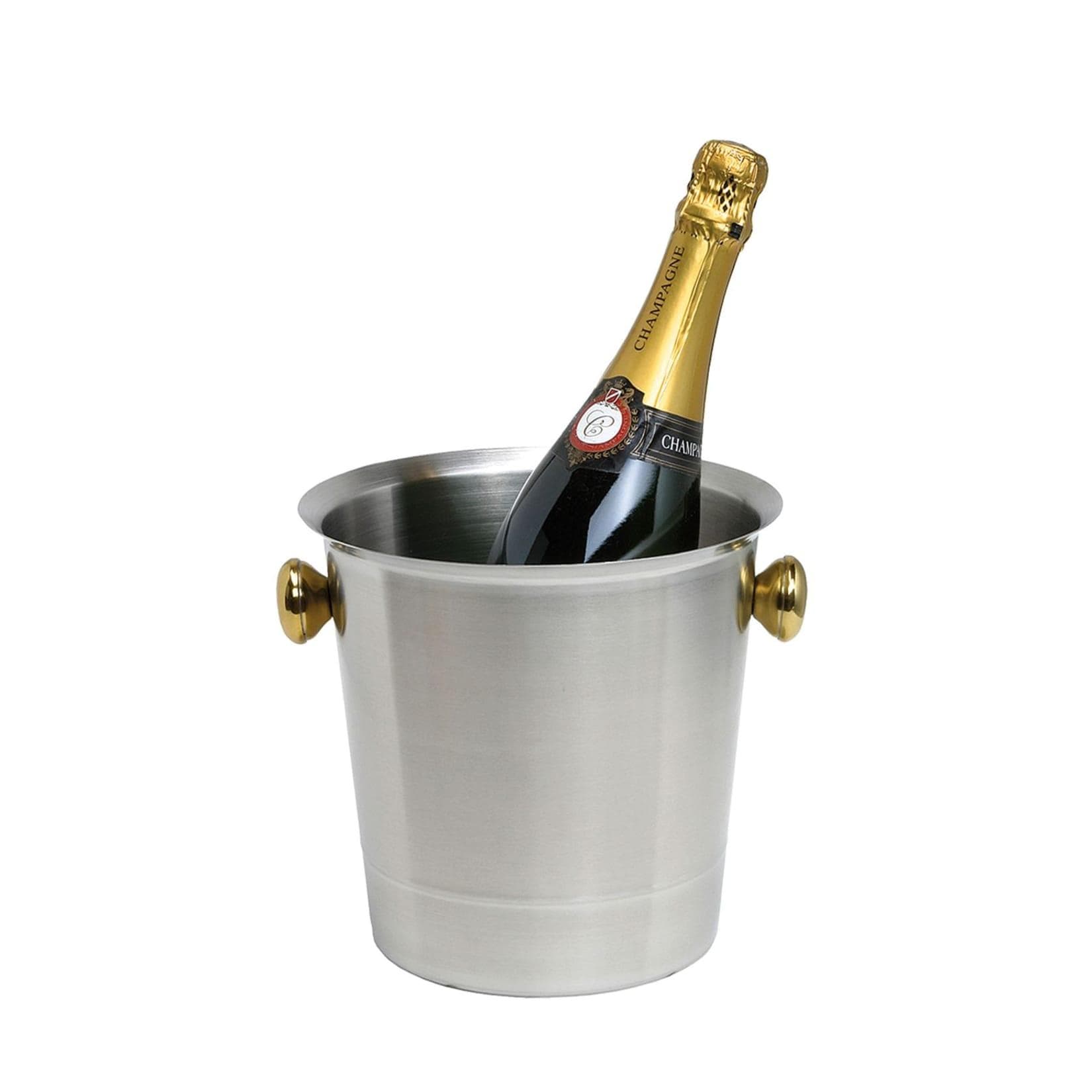 Sekt und Champagner Kübel 18/8 Edelstahl Matt Goldfarbene Griffe 5 Liter