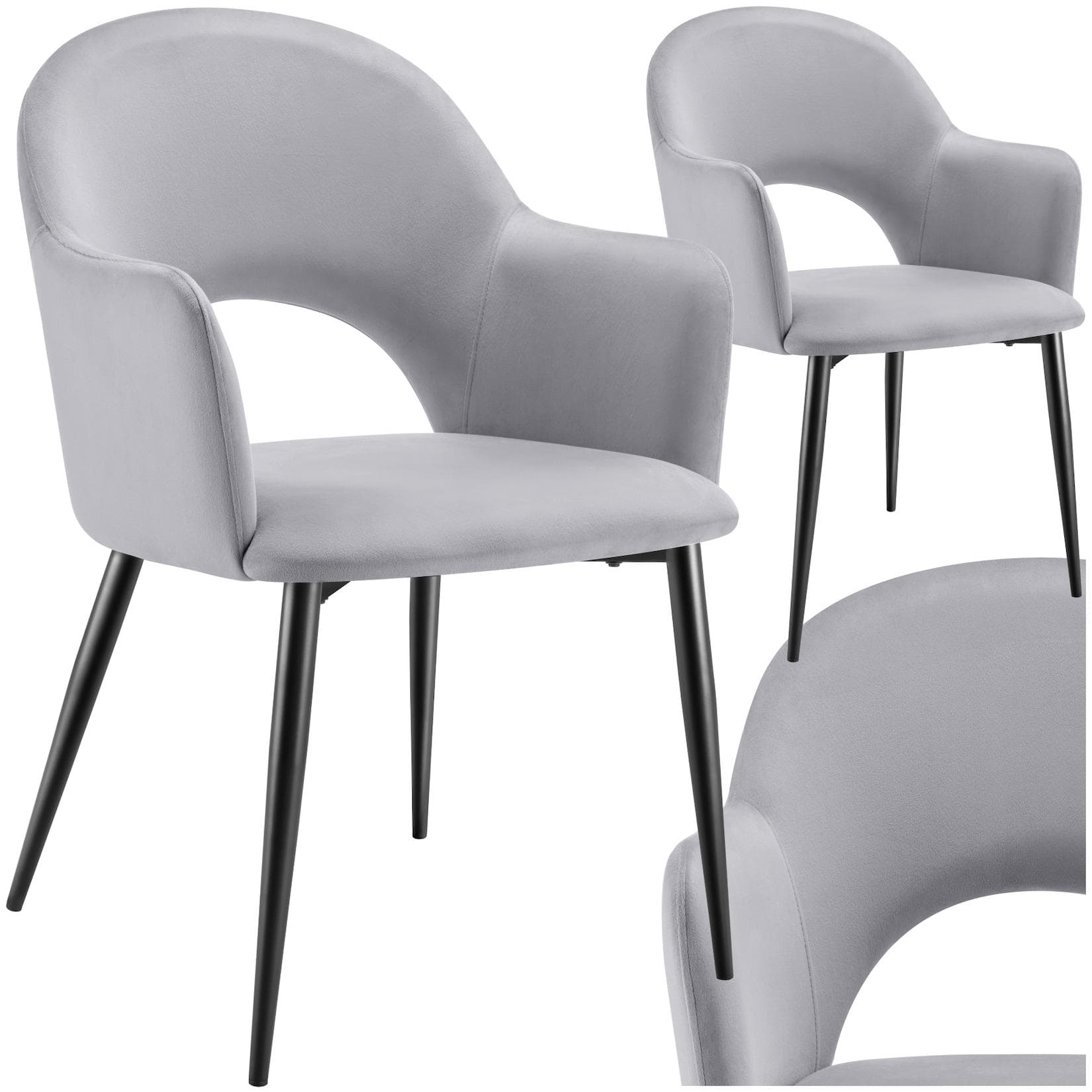 tectake Armlehnstuhl Samtoptik Gepolstert 2er Set