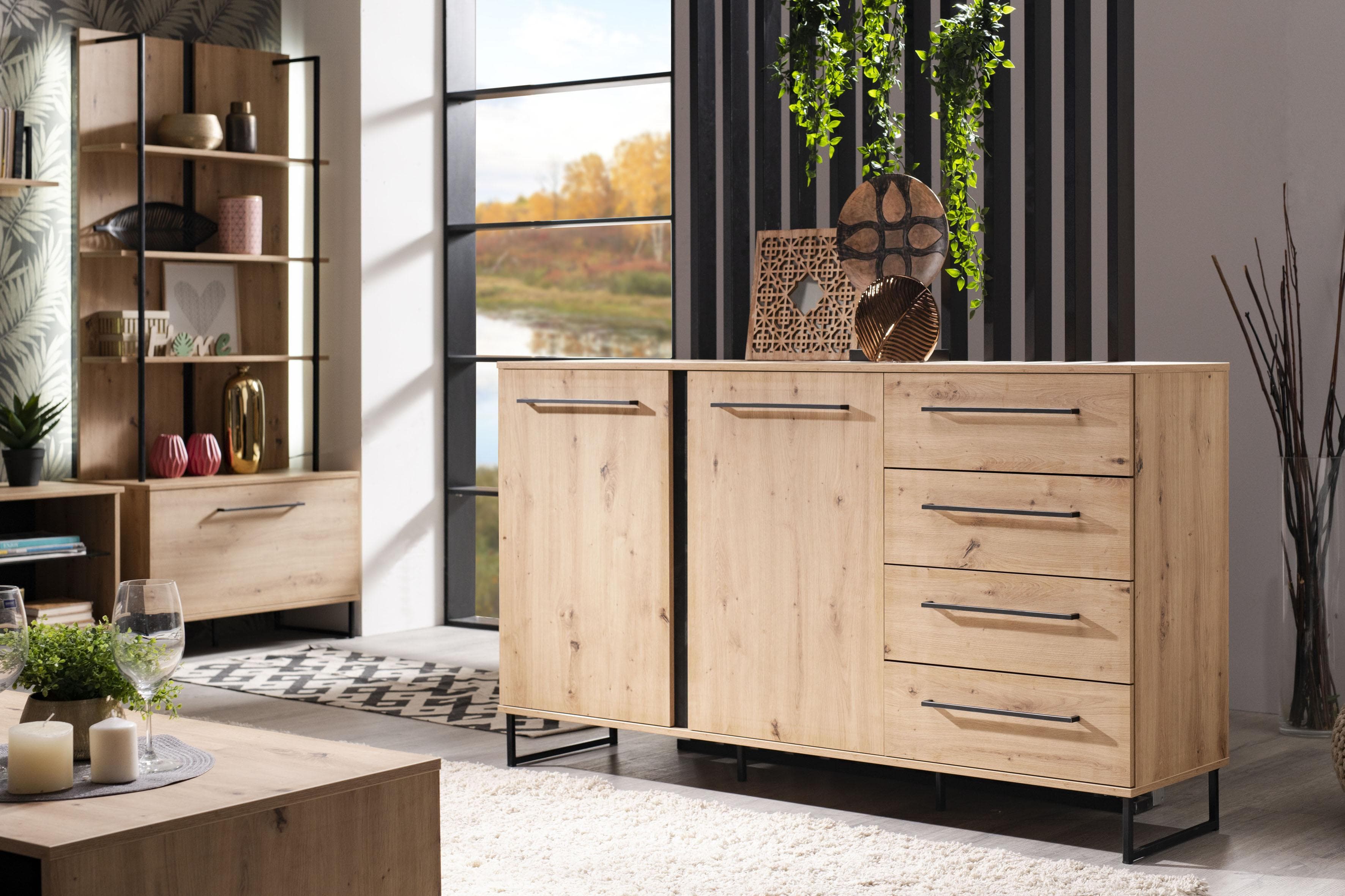 Sideboard INOSIGN Sardinia Schwarz Artisan Eiche