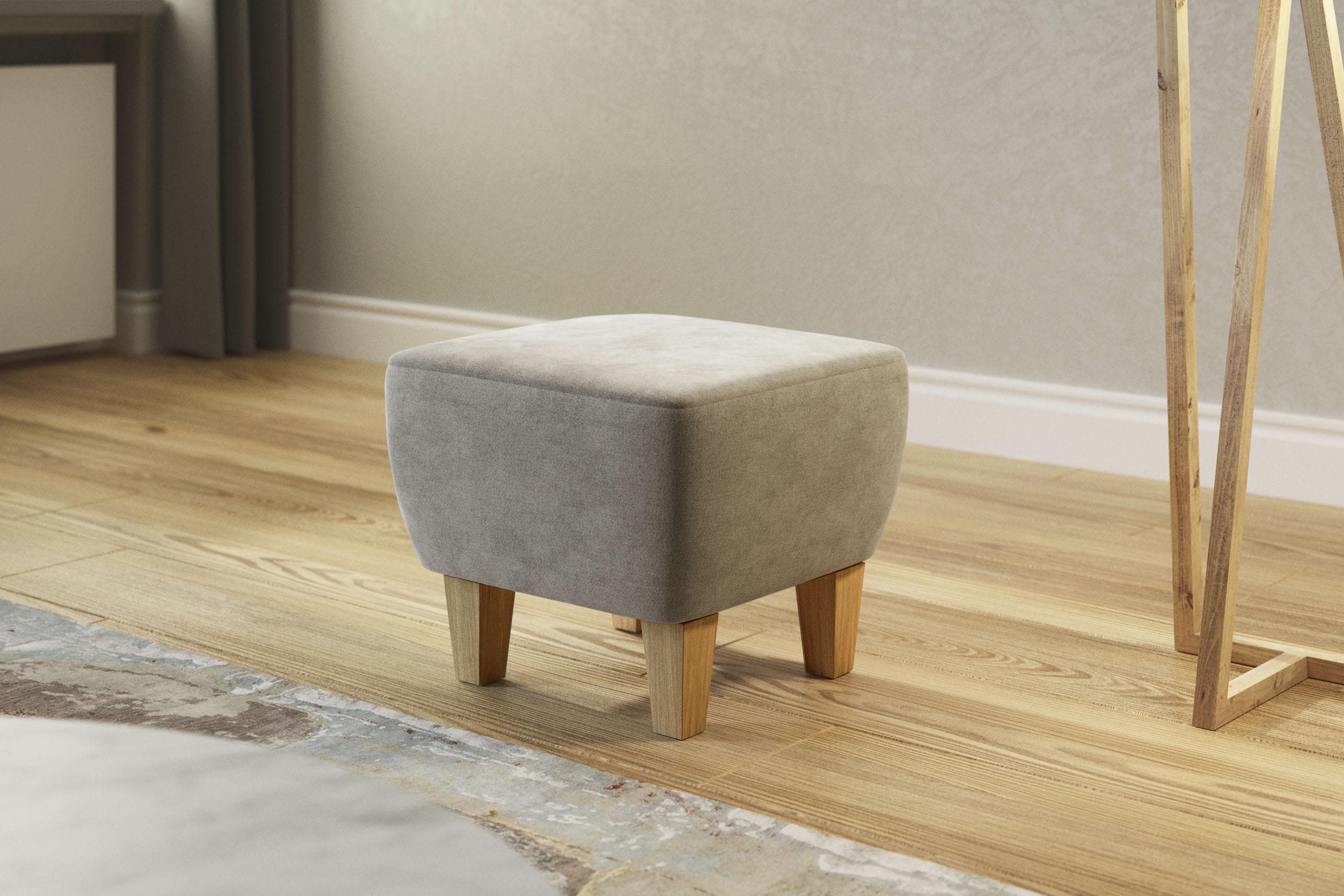 HOME AFFAIRE Polsterhocker Viva Beige mit Eichenfüßen