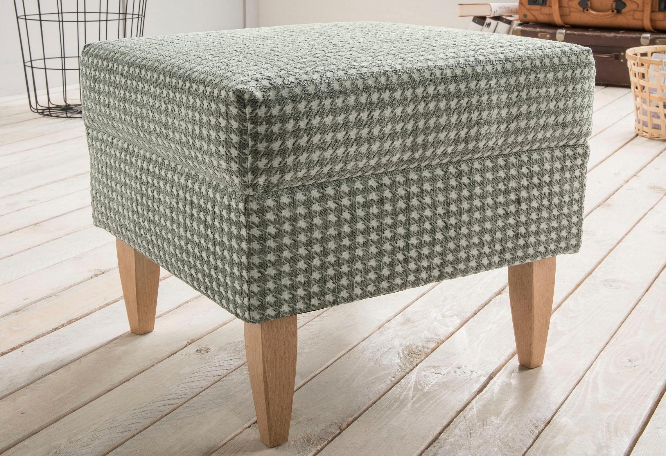 Hocker HOME AFFAIRE Asino Olive Strukturstoff Hahnentritt
