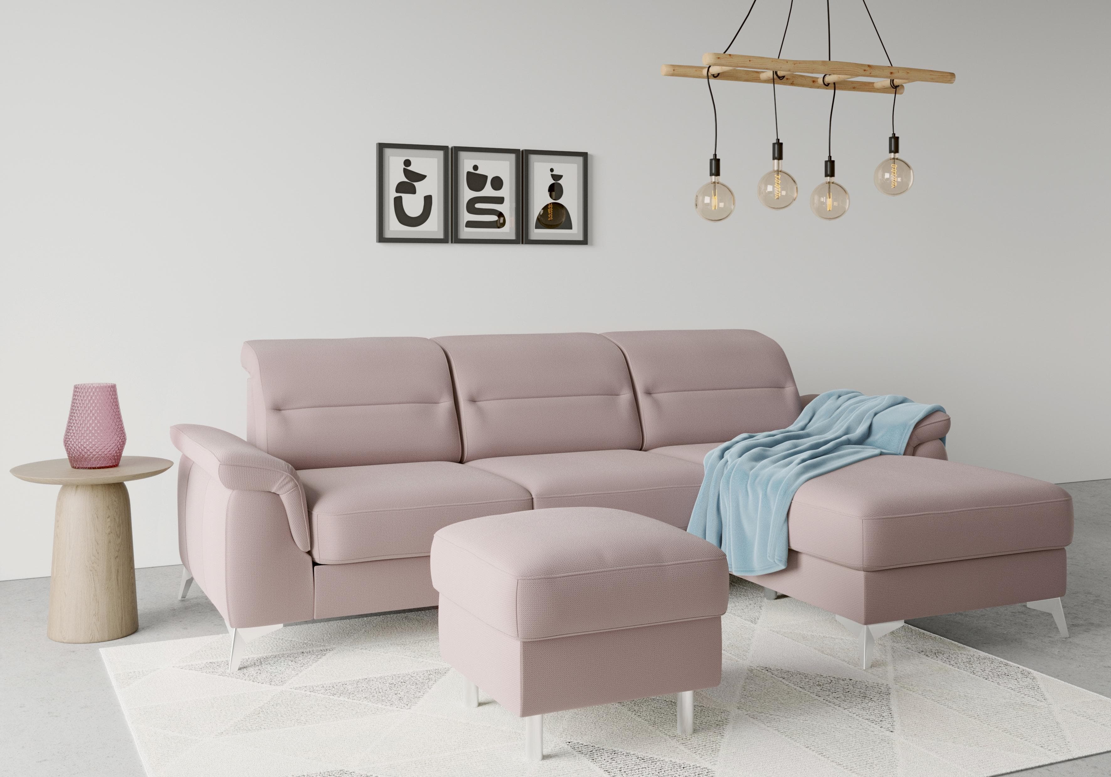 Abnehmbares Sitzkissen & Chrom-Metallfüße - Stauraumhocker