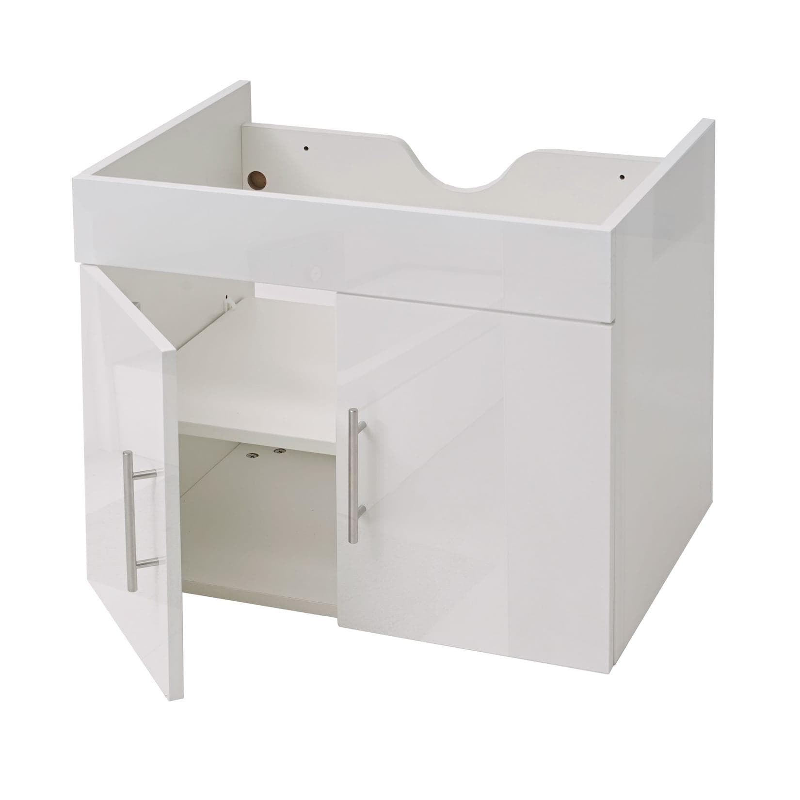 MCW Waschbeckenunterschrank 60cm Weiß Hochglanz Wandmontage