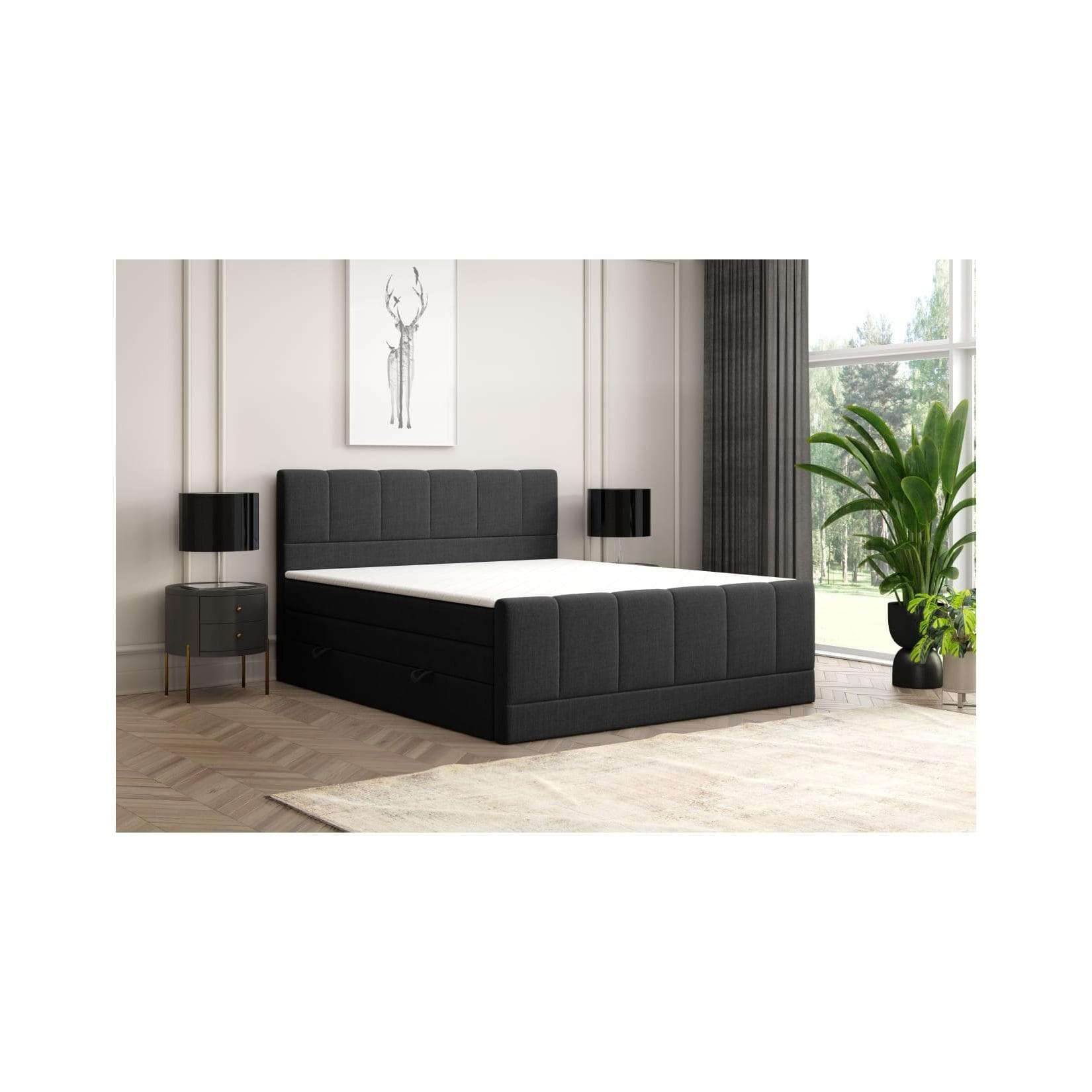 M-Punkt GmbH Boxspringbett IBIZA mit Bettkasten Schwarz