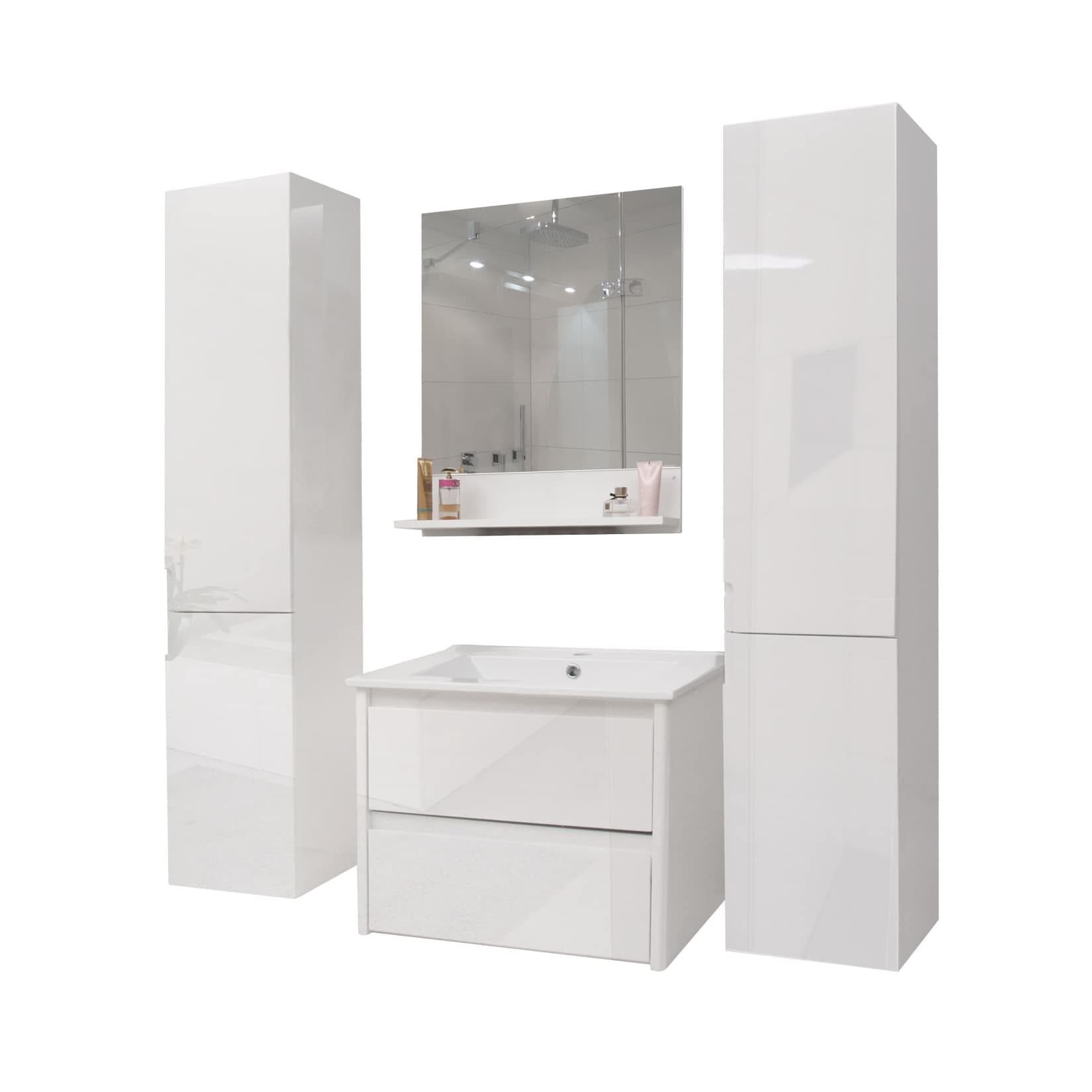 Badezimmer-Set B19 mit Soft-Close und Hochglanz-Optik (4-teilig)
