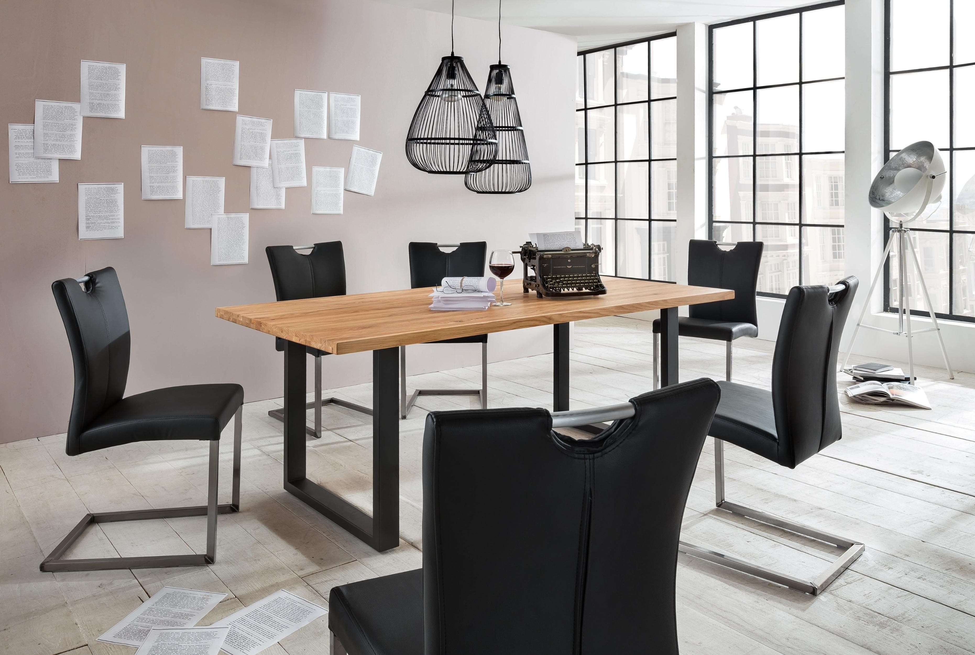 HOME AFFAIRE Esstisch Brooklyn Massivholz Eiche Schwarz