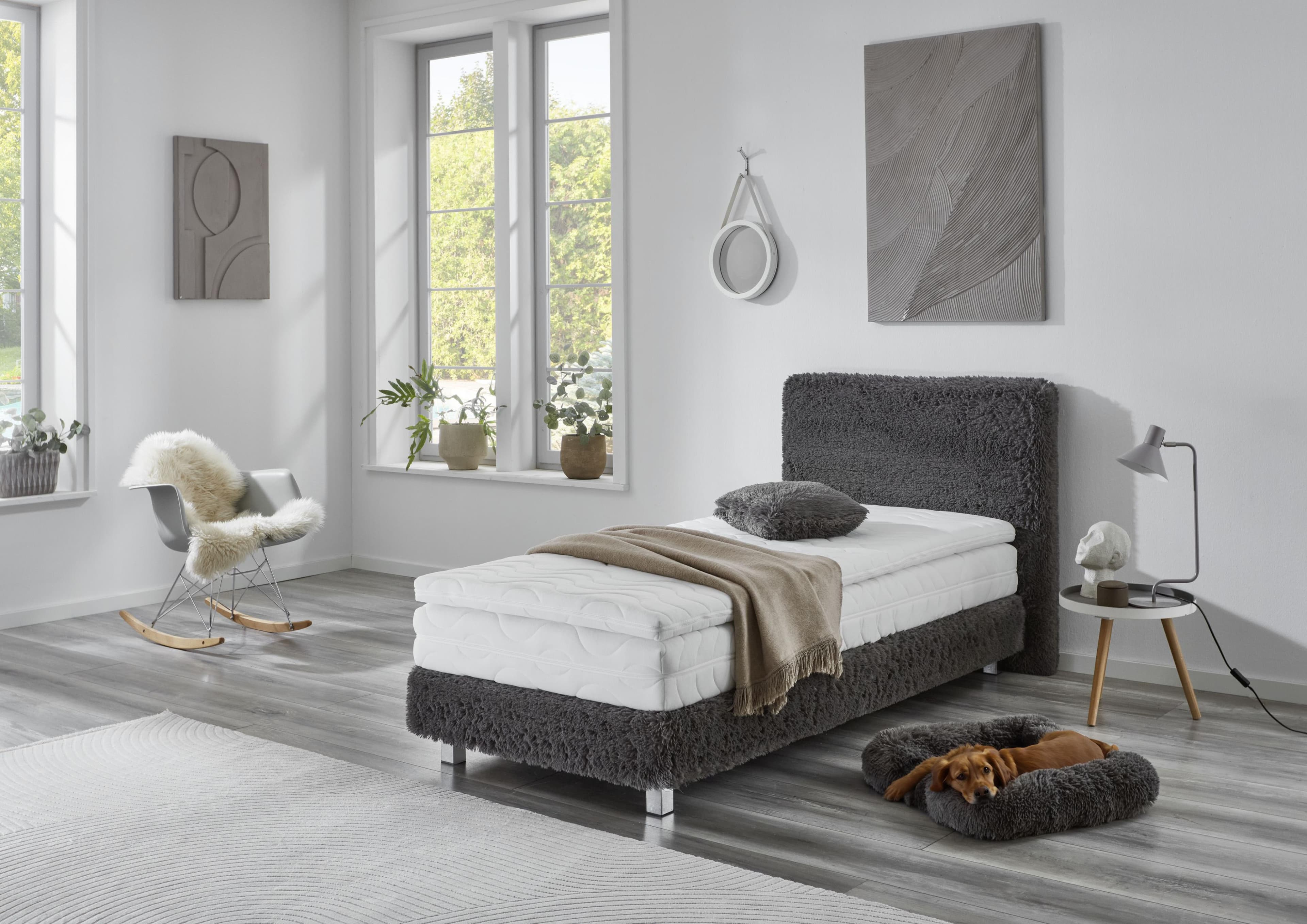 Westfalia Schlafkomfort Boxbett Nara Anthrazit mit Topper