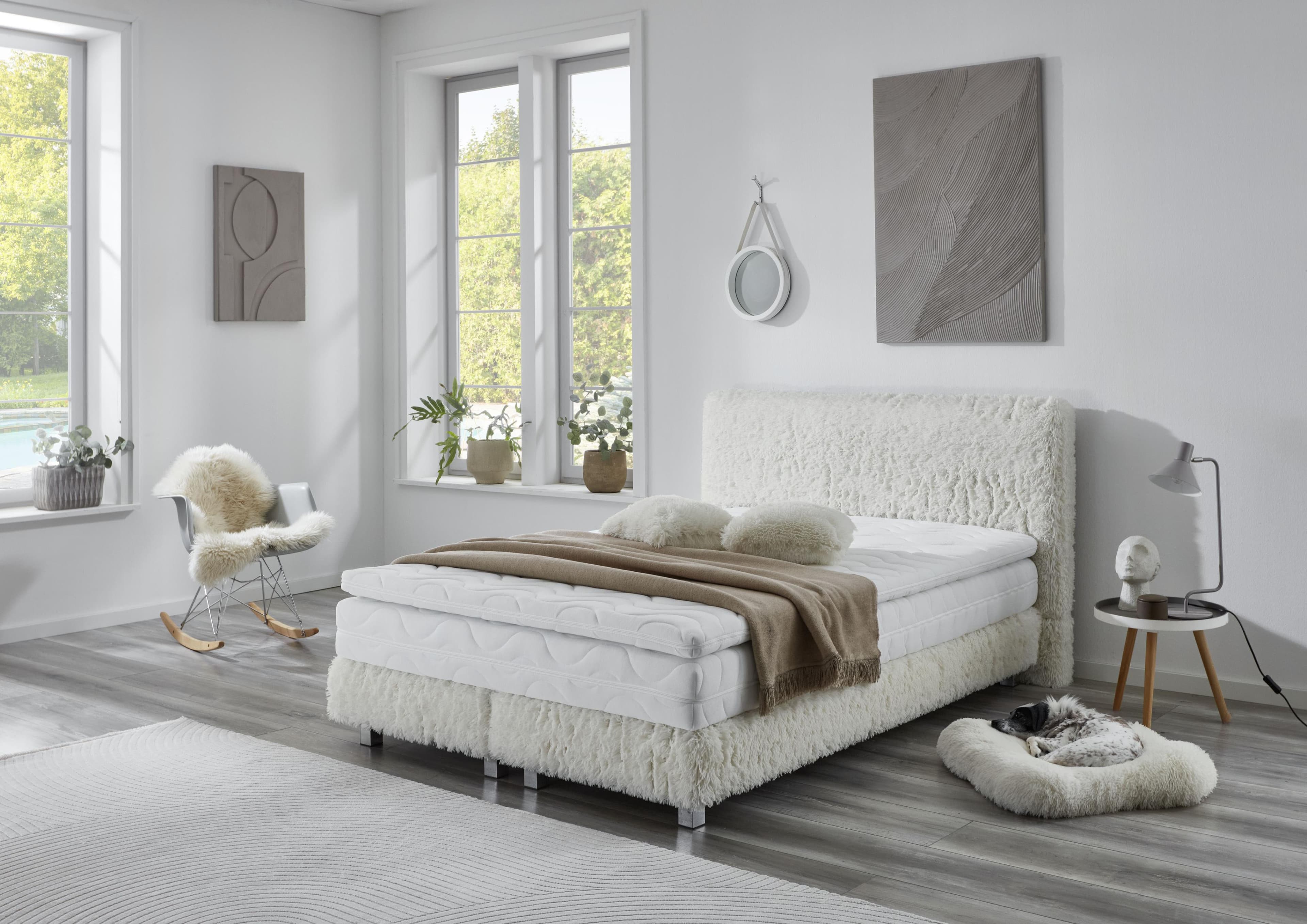 Westfalia Schlafkomfort Boxbett Nara Beige mit Topper und 5-Zonen-Matratze
