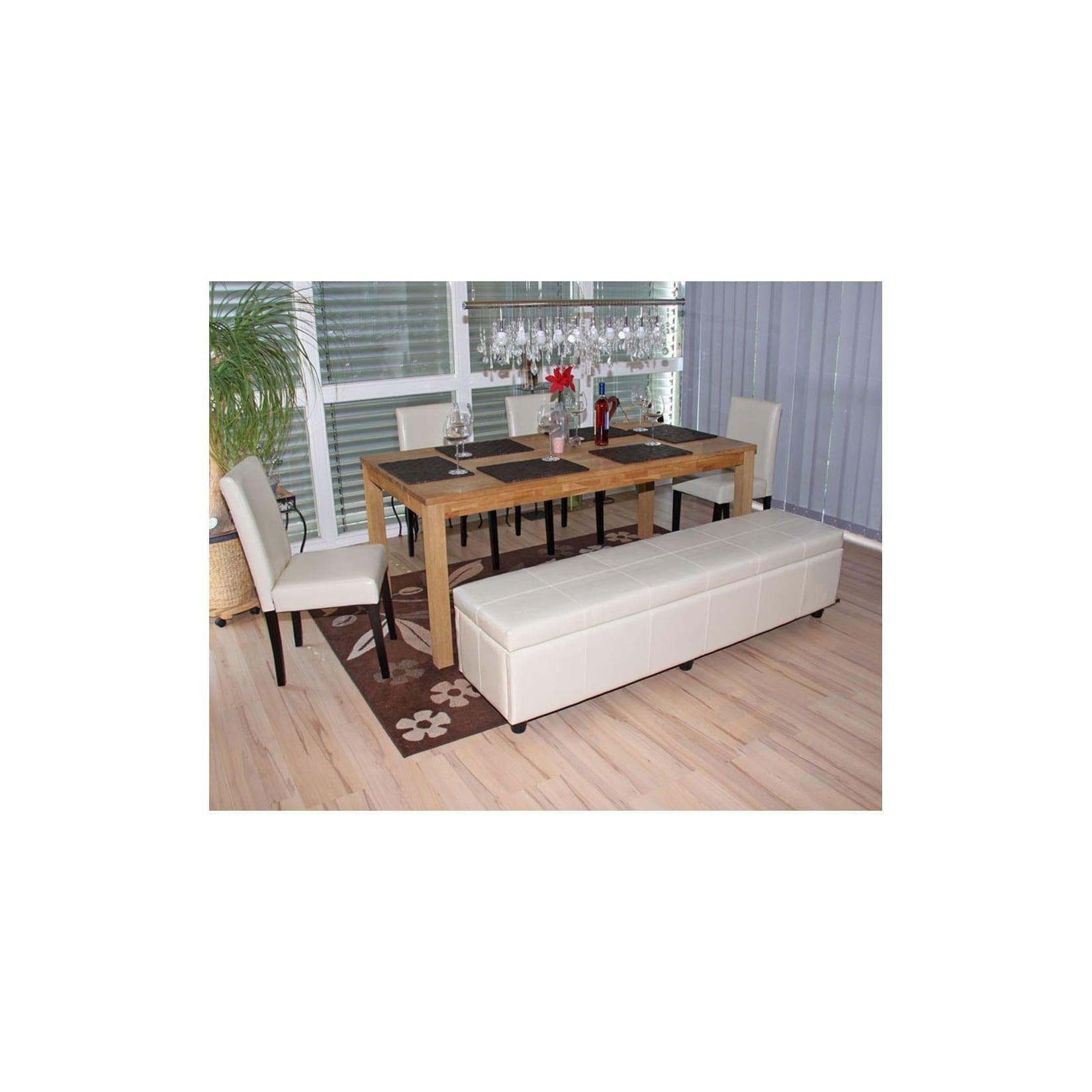 MCW Sitzgruppe Bank mit Aufbewahrung 5-tlg. Creme Leder