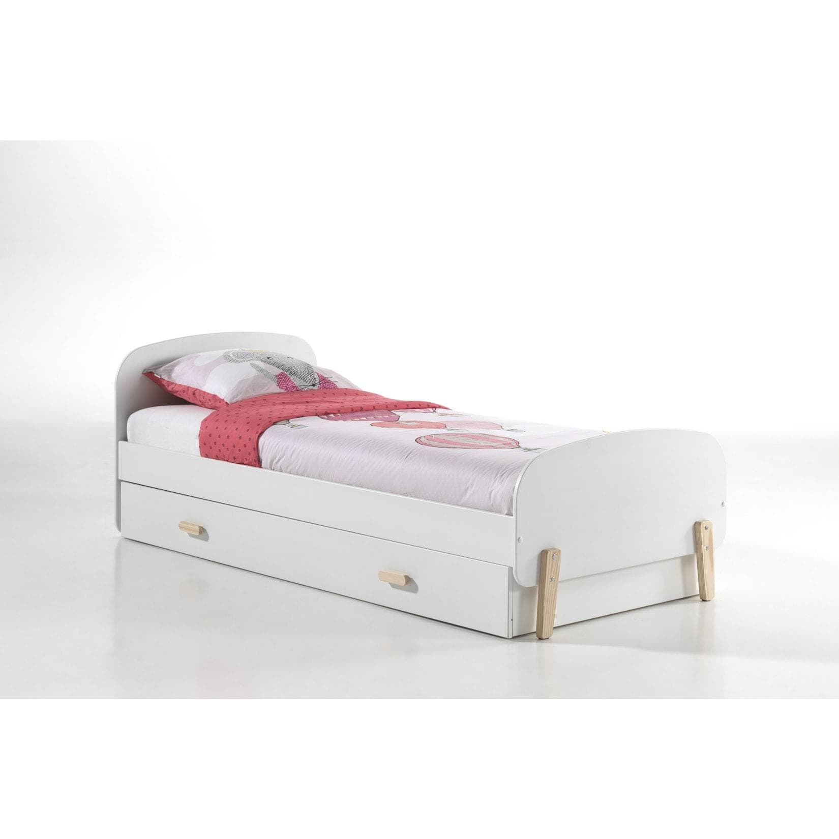 Vipack Einzelbett Kiddy Weiß mit Lattenrost und Bettschublade