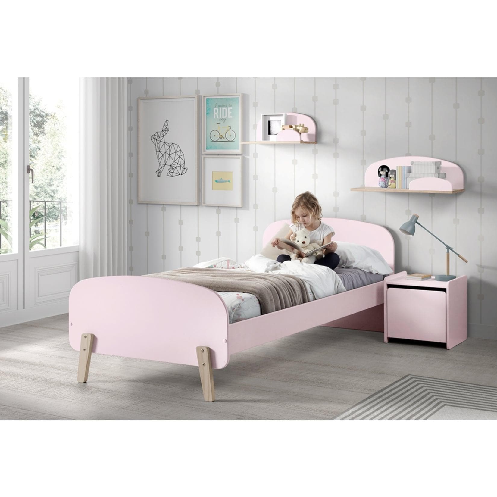 Vipack Faizee Kinderbett Kiddy Rosa MDF Einzelbett