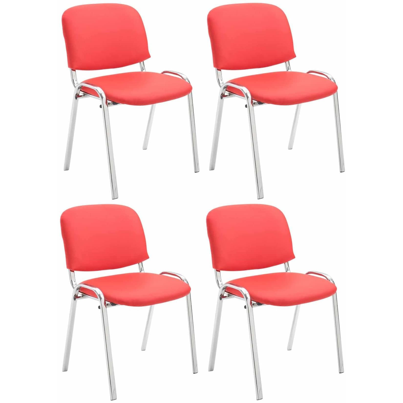 CLP 4er Set Stühle Ken Chrom Kunstleder Gepolstert Stapelbar