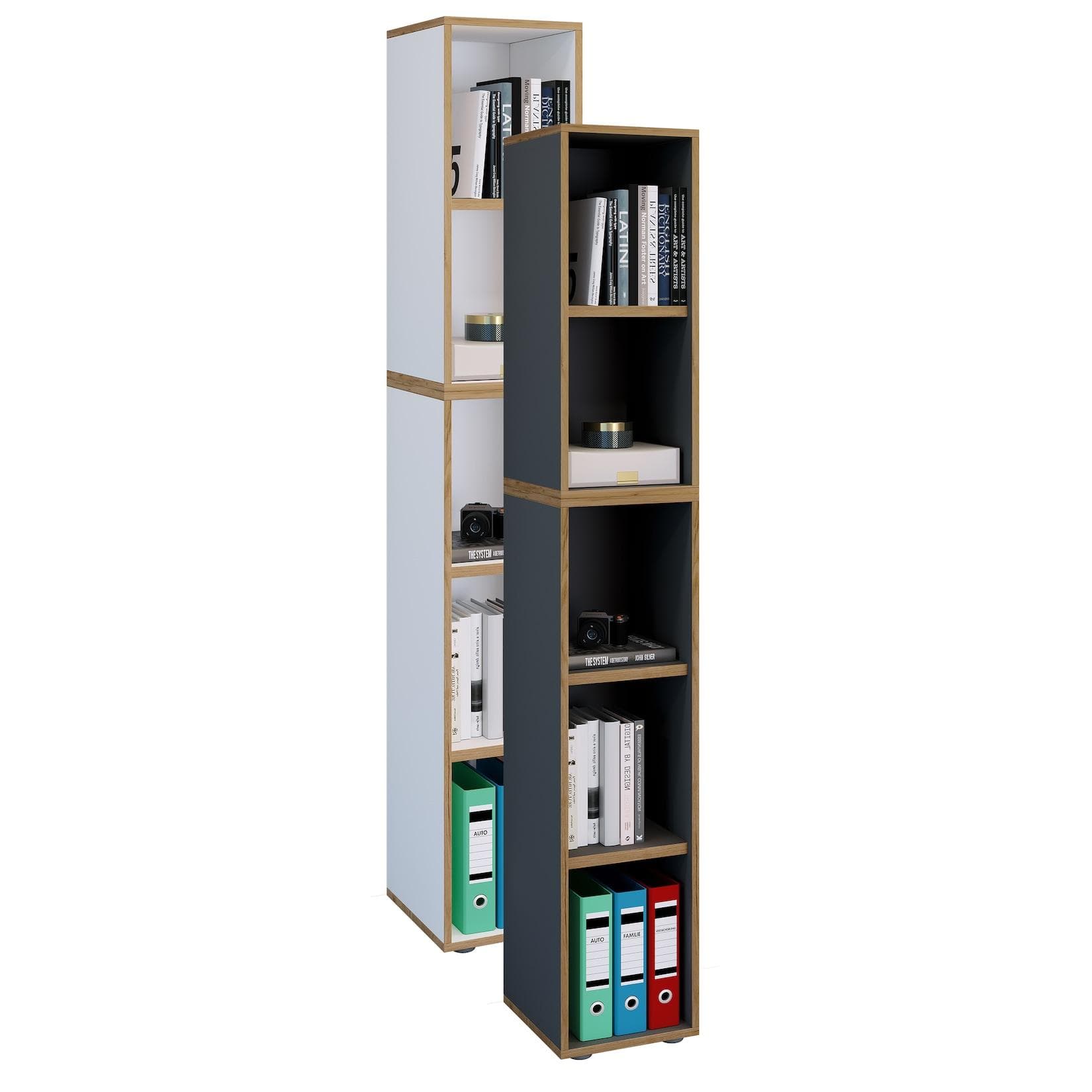 VCM Bücherregal Salia 5fach Schwarz Anthrazit Holzregal Büro