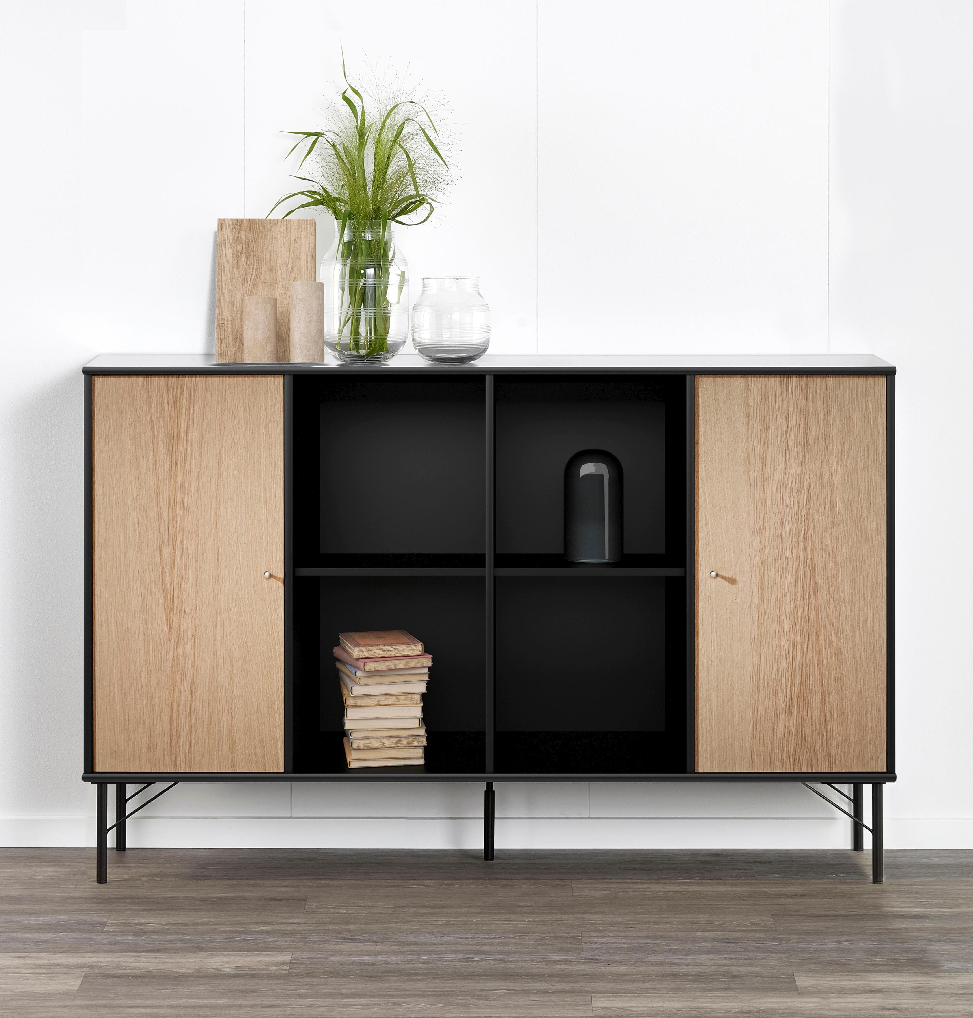 Sideboard Mistral Kubus Schwarz Eiche Weiß Pigmentiert