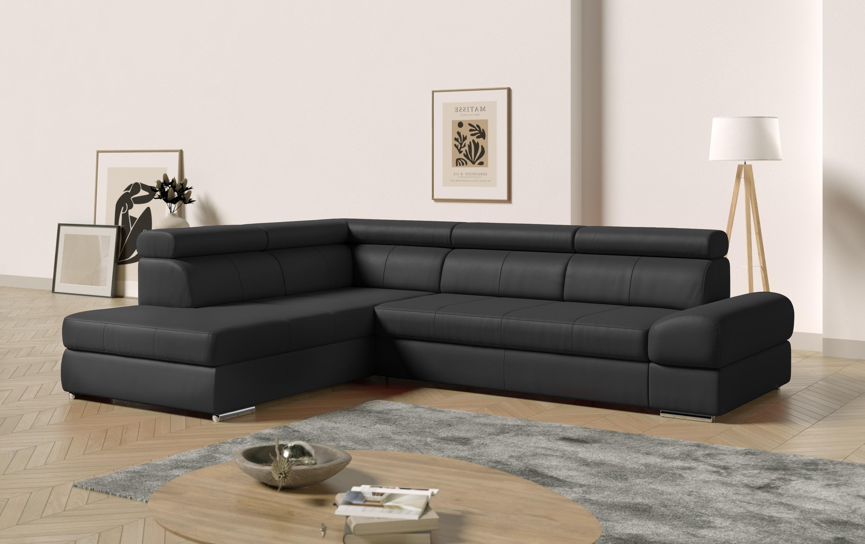 sit&more Ecksofa Broadway L-Form Schwarz Rindsleder