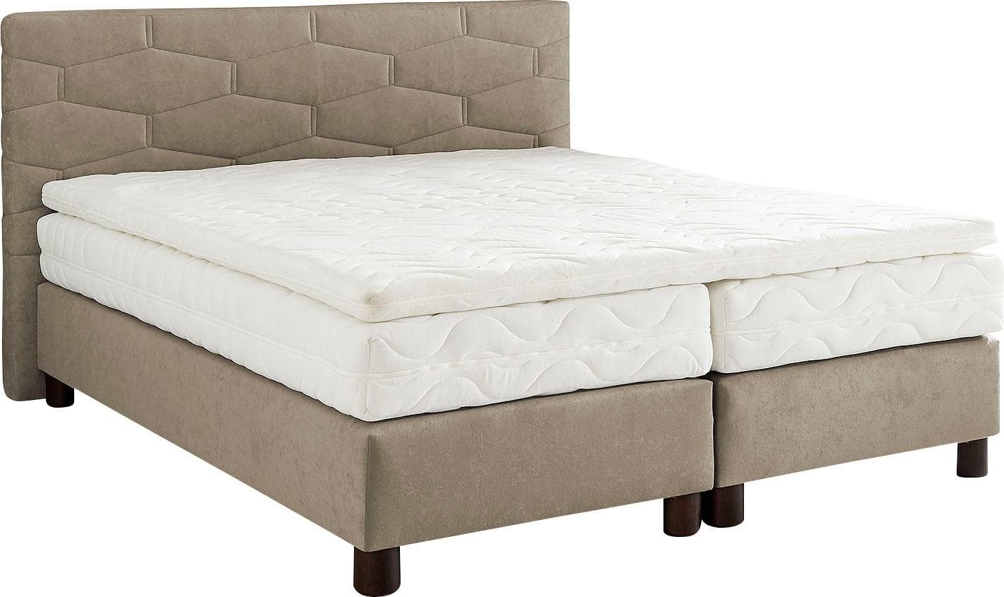 Westfalia Schlafkomfort Boxspringbett Beige Sand Polyester