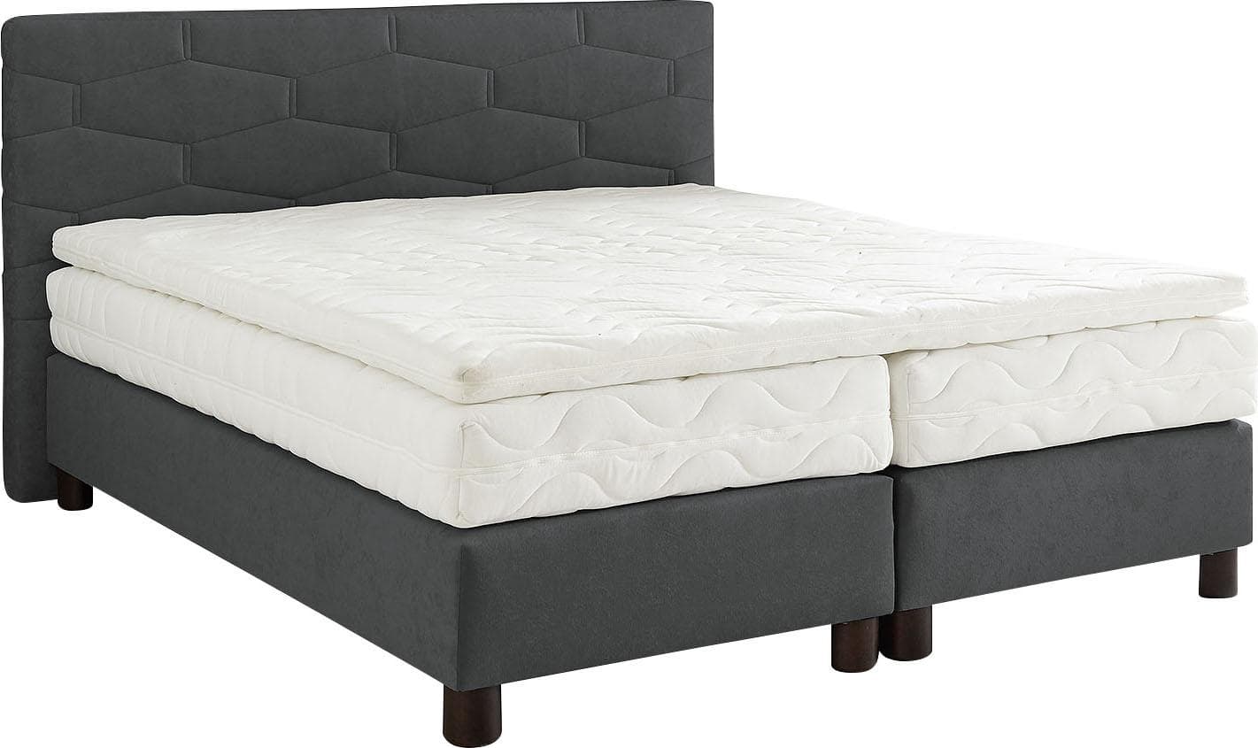 Westfalia Schlafkomfort Boxspringbett Anthrazit 160x200 mit Topper
