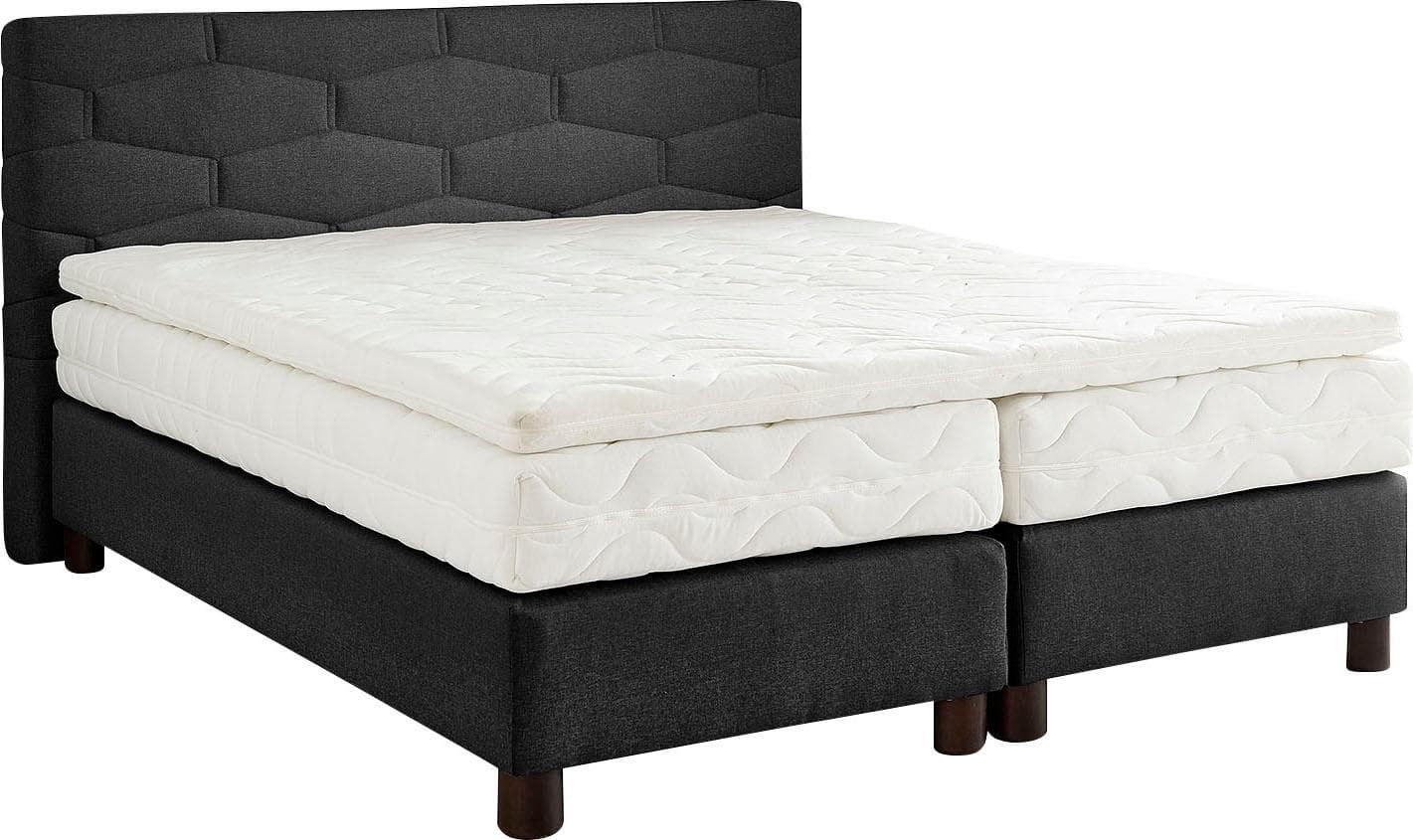 Westfalia Schlafkomfort Boxspringbett Grau mit Kaltschaum-Topper