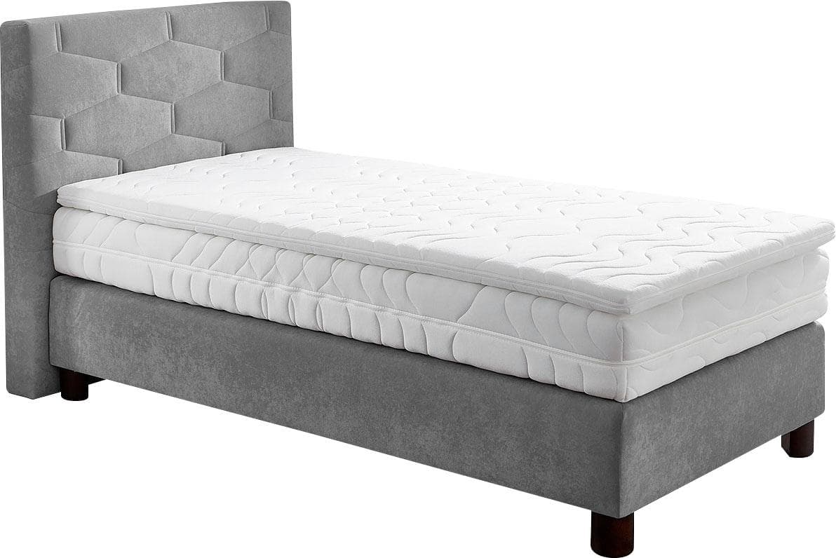 Westfalia Schlafkomfort Boxspringbett Grau mit Kaltschaum-Topper