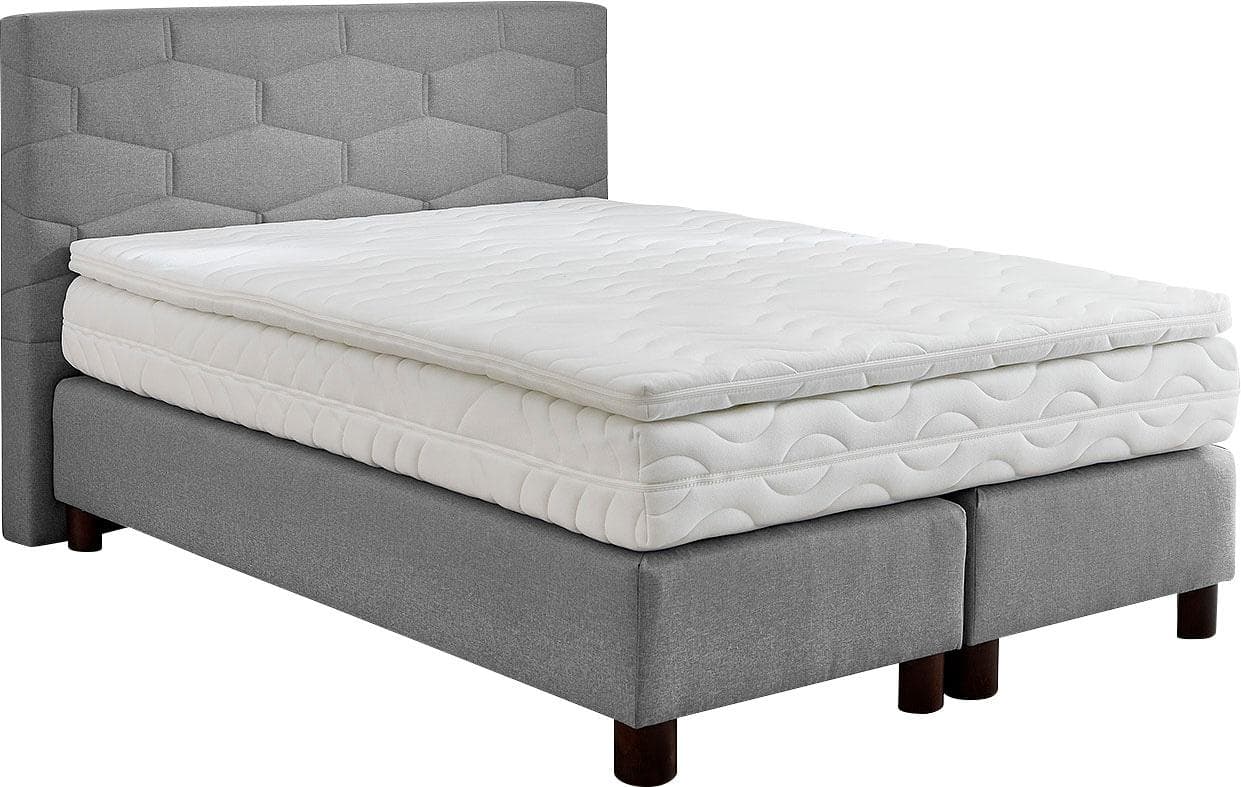 Westfalia Schlafkomfort Boxspringbett Grau 140x200 cm mit Topper